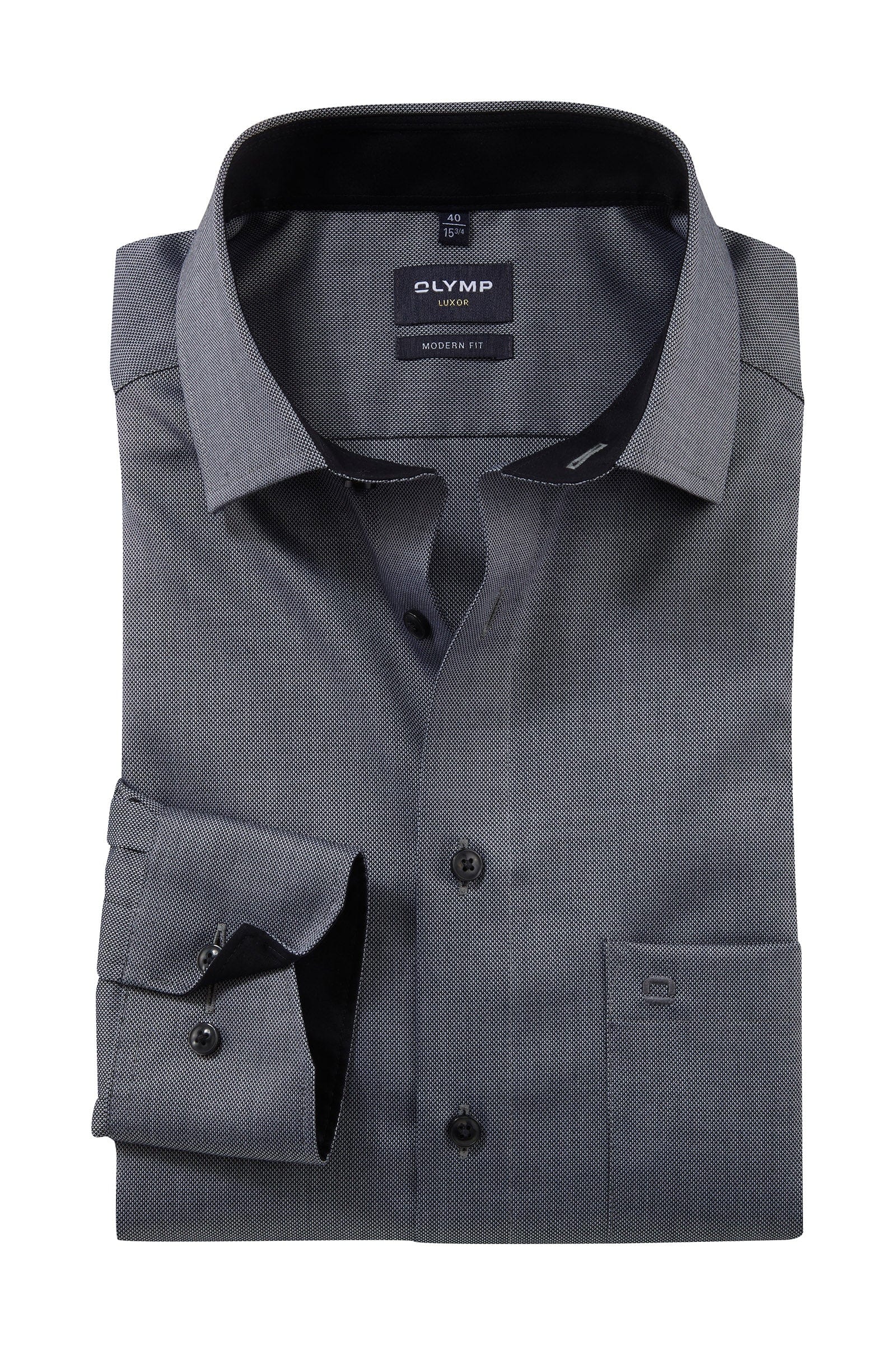 Luxor Modern Fit Oxford Long Sleeve Shirt - Black