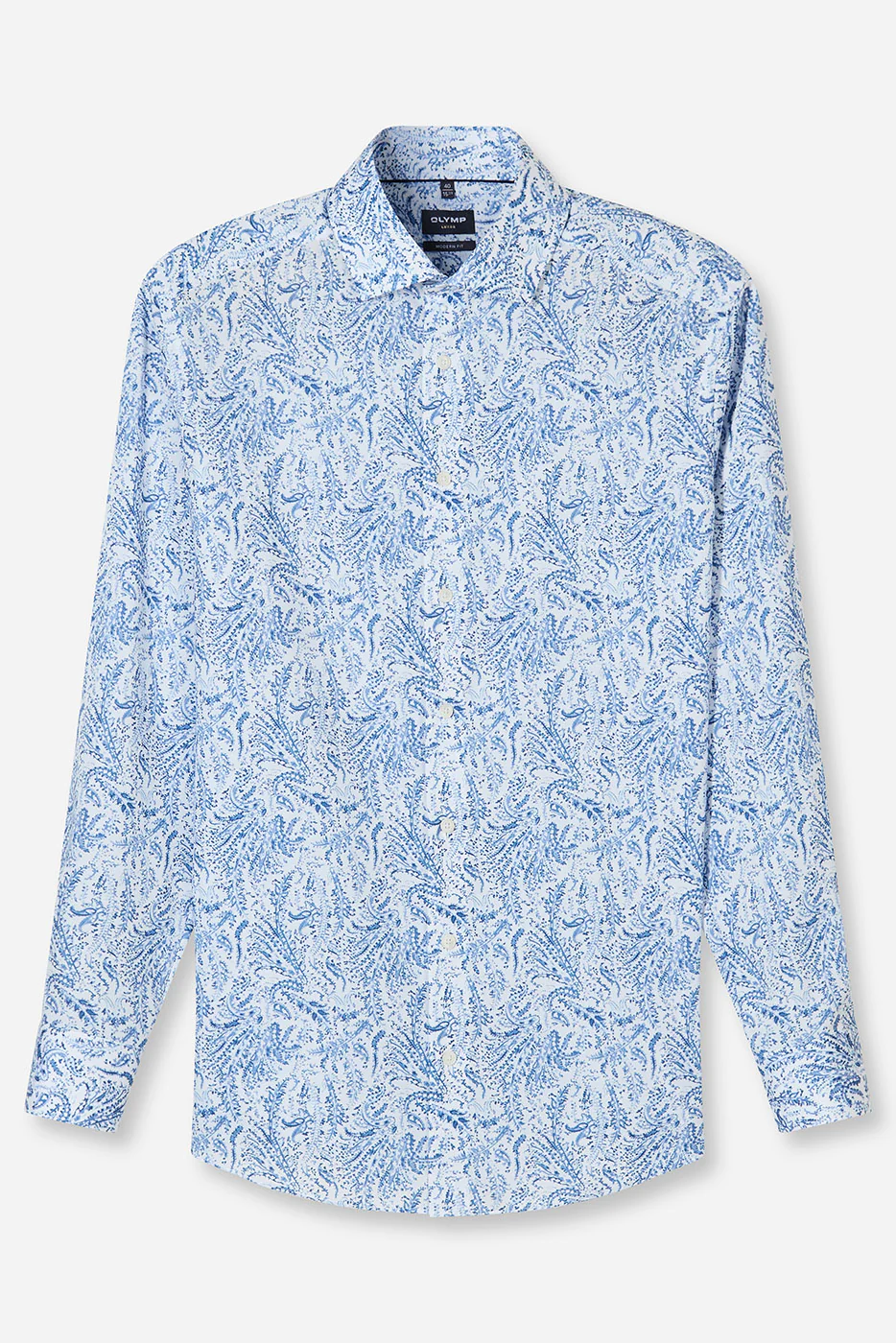 Luxor Modern Fit Paisley Shirt - White/Blue - Image 2
