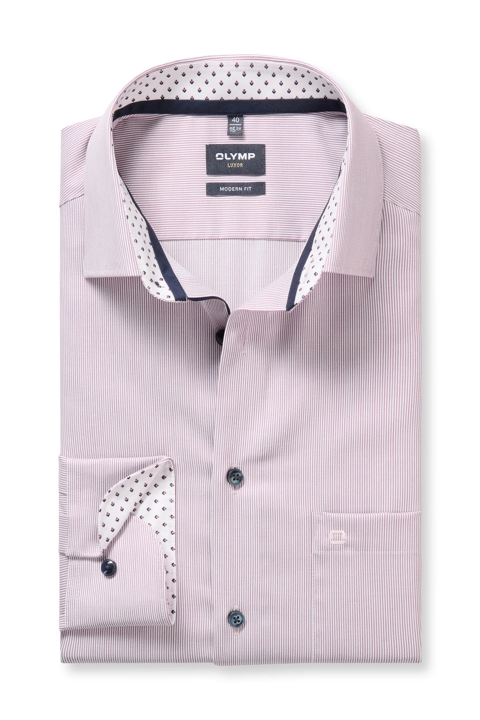 Luxor Modern Fit Pin Stripe Shirt - Cherry