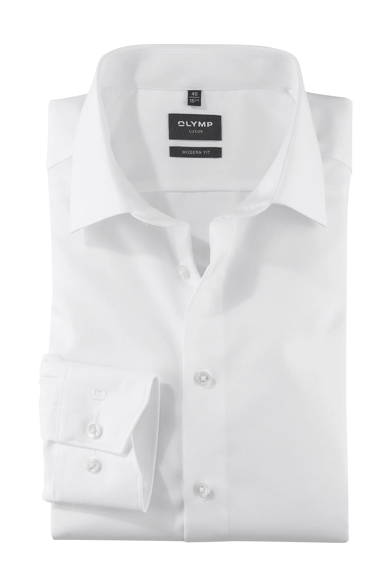 Luxor Modern Fit Plain Long Sleeve No Pocket Shirt - White