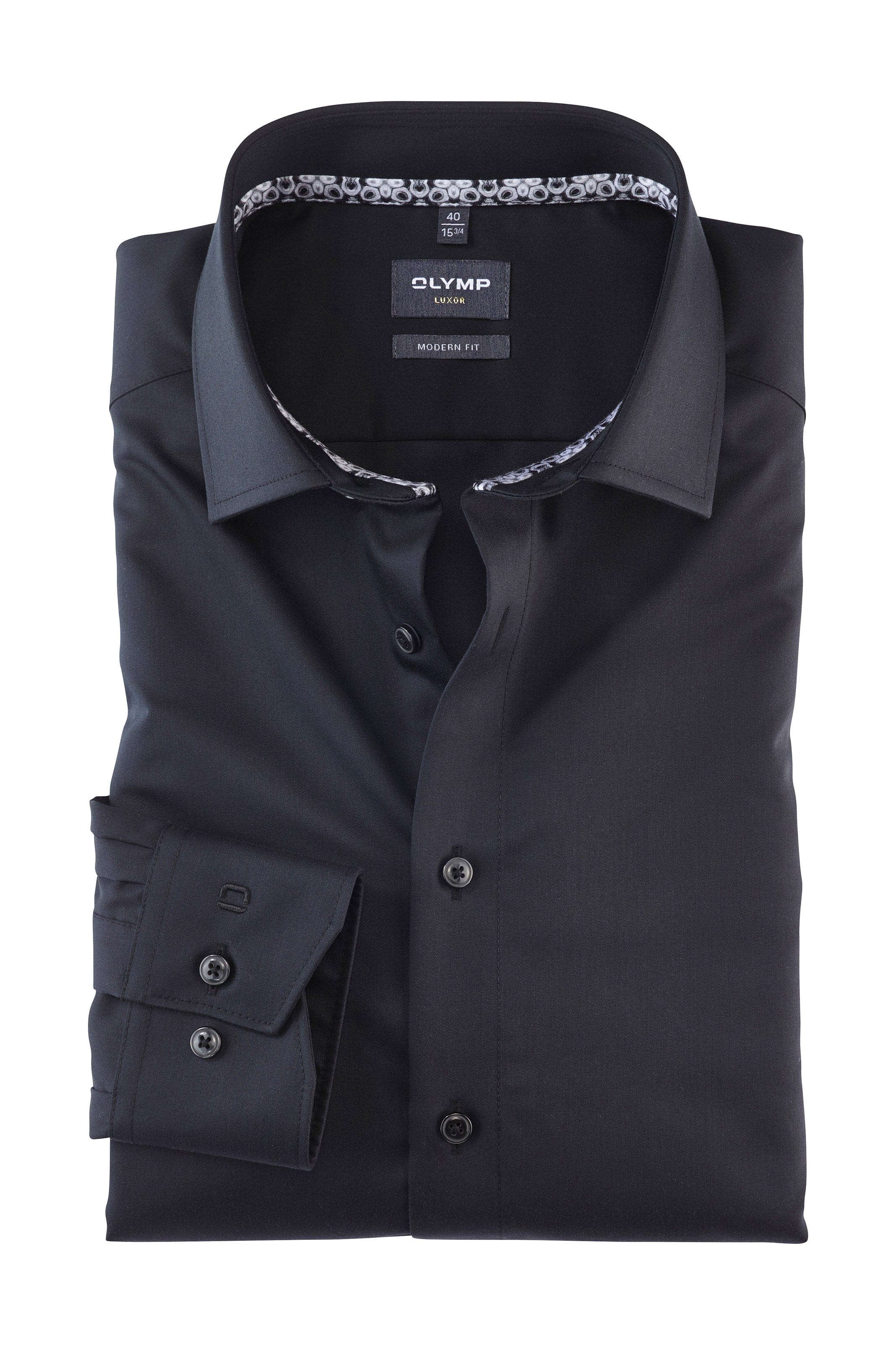 Luxor Modern Fit Plain Long Sleeve Shirt - Black