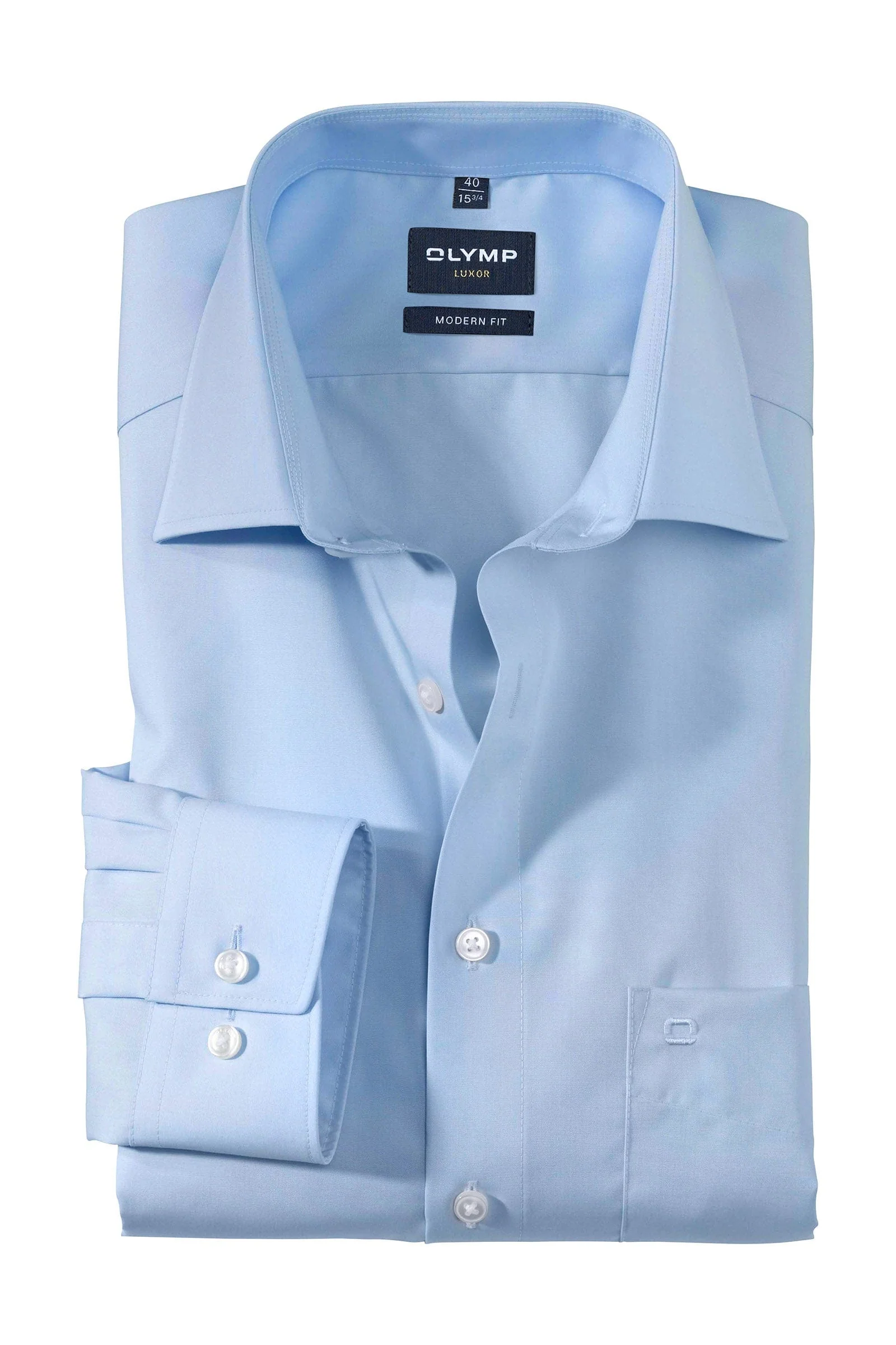 Luxor Modern Fit Plain Long Sleeve Shirt - Light Blue