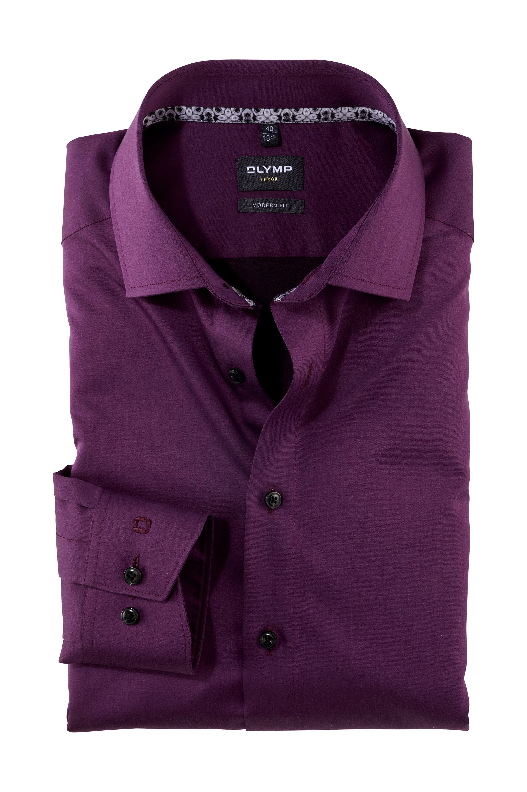 Luxor Modern Fit Plain Long Sleeve Shirt - Plum