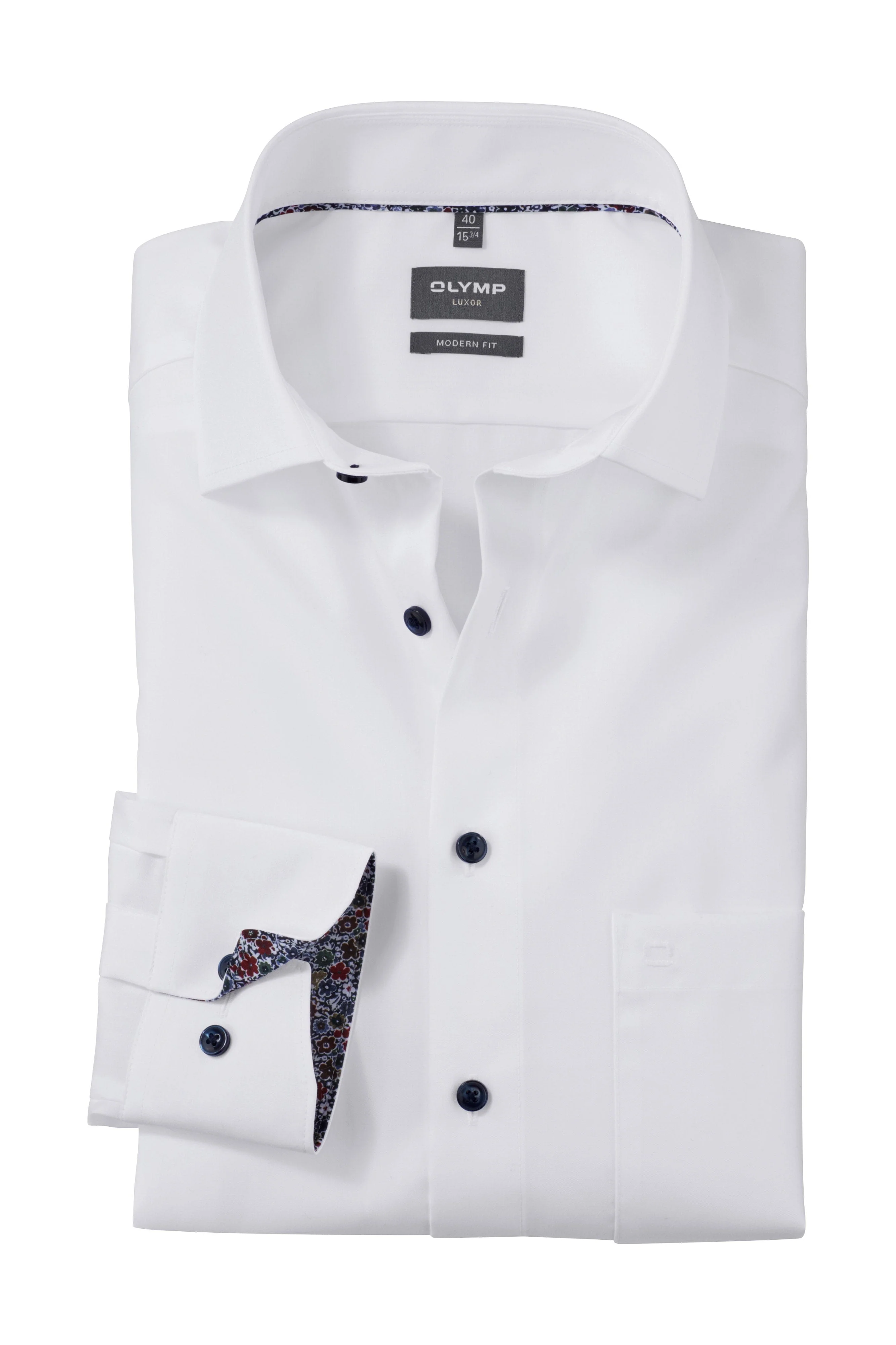 Luxor Modern Fit Plain Long Sleeve Shirt - White