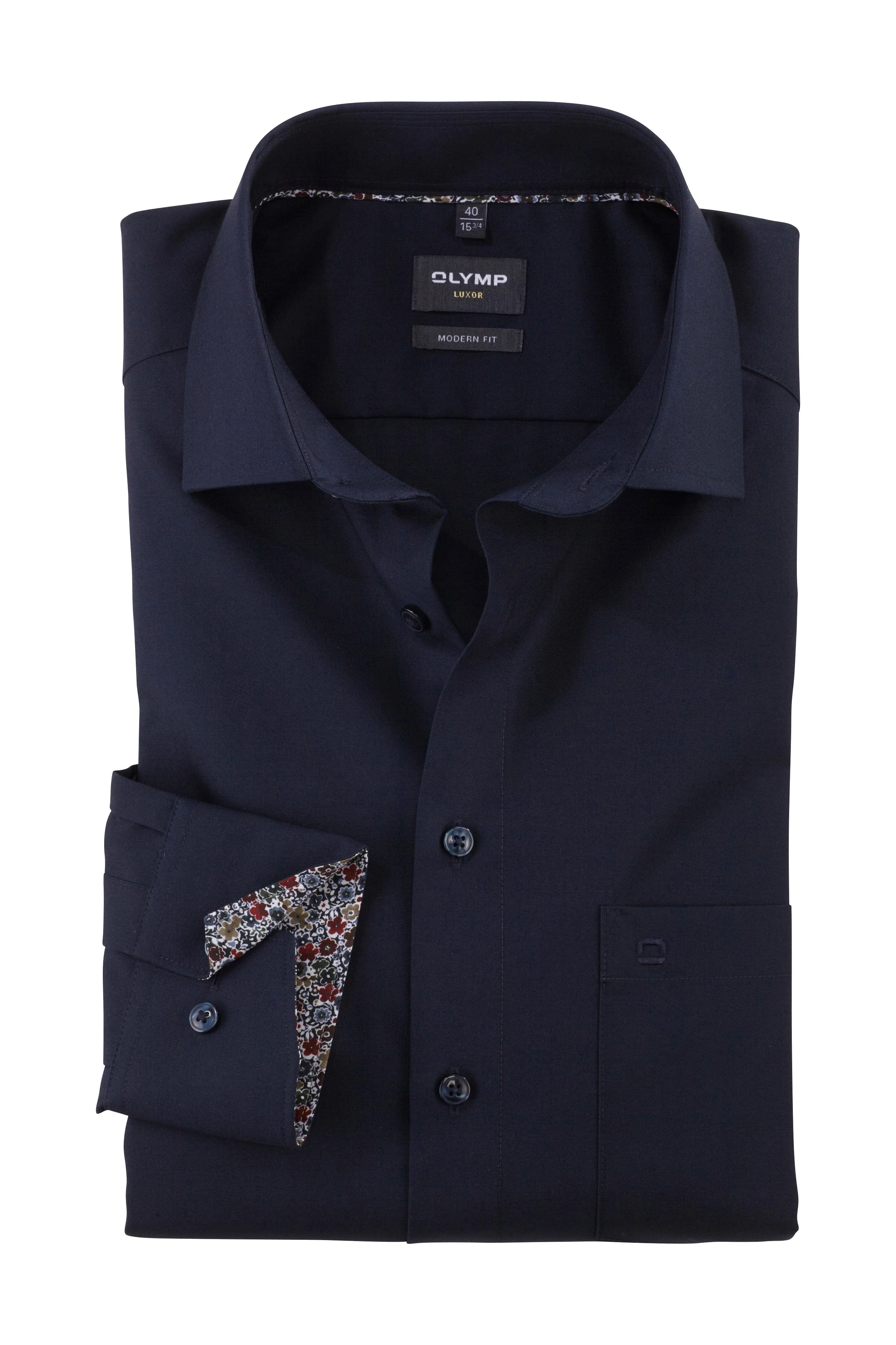 Luxor Modern Fit Extra Long Sleeve Plain Shirt - Navy