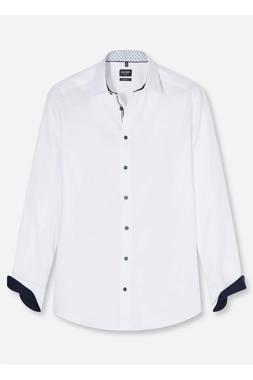 Luxor Modern Fit Plain Shirt with Geo Trim - White - Image 2