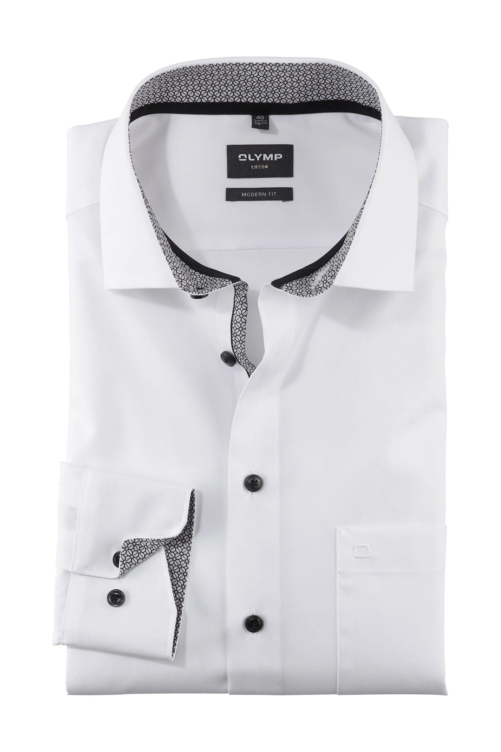 Luxor Modern Fit Plain Shirt with Grey Trim - White
