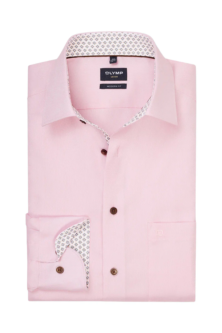 Luxor Modern Fit Plain Shirt with Trim - Pink