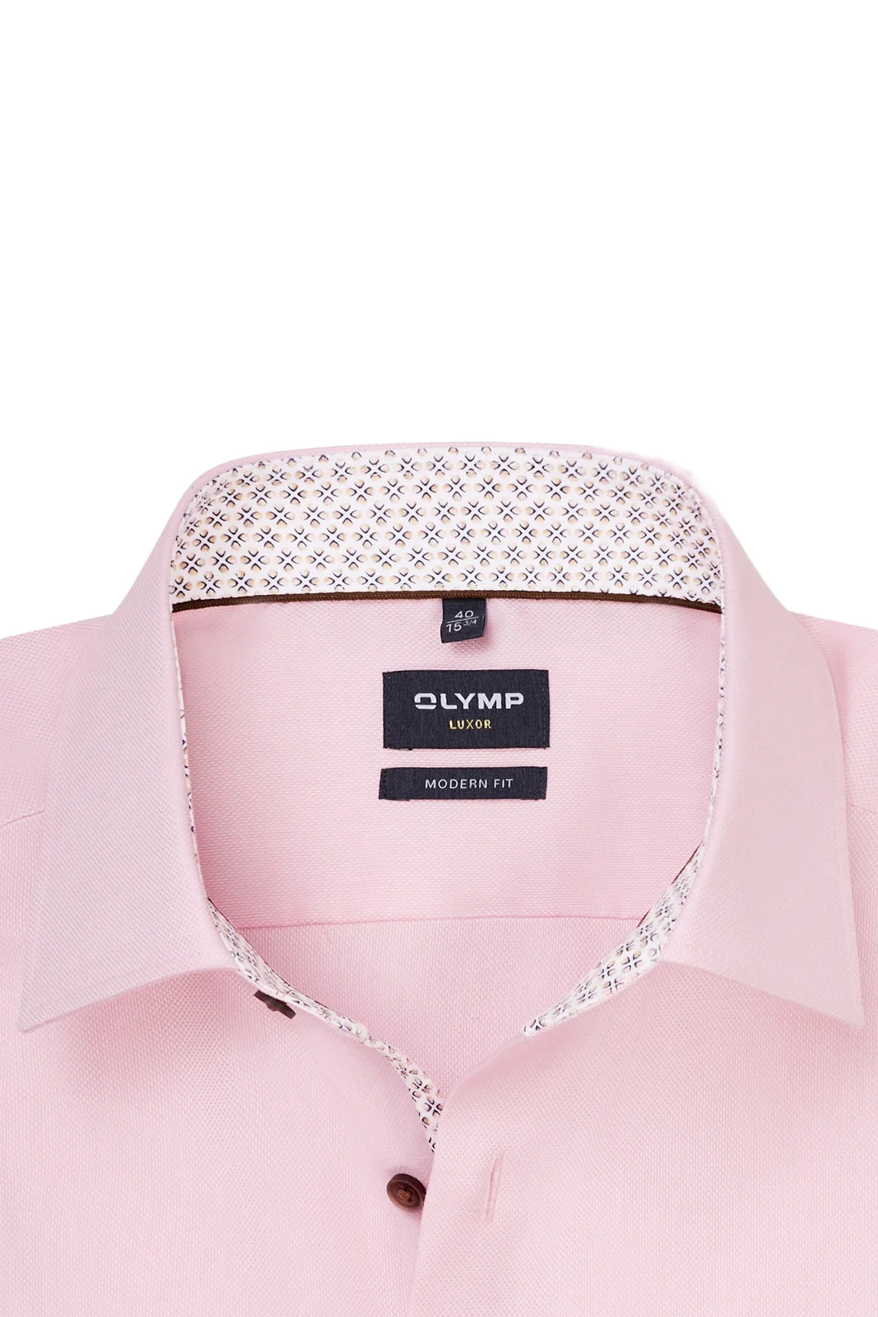 Luxor Modern Fit Plain Shirt with Trim - Pink - Image 4