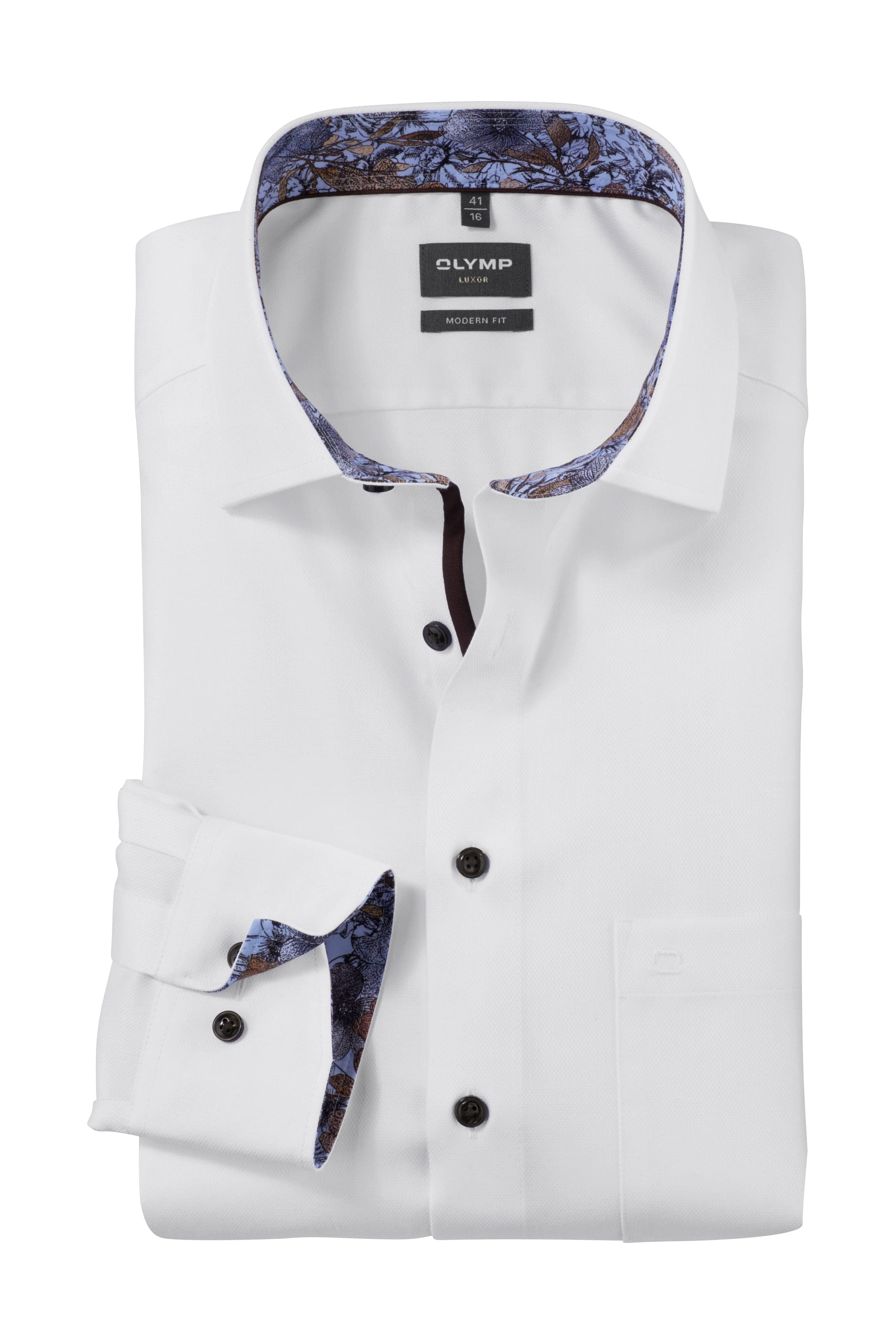 Luxor Modern Fit Plain Shirt with Trim - White