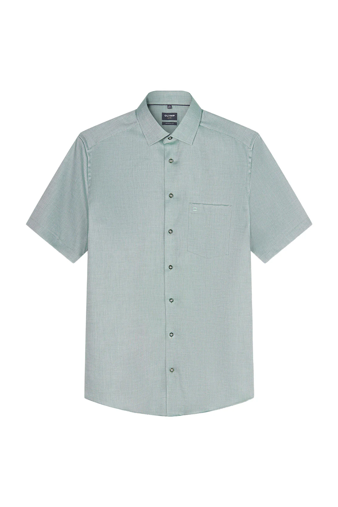 Luxor Modern Fit Plain Short Sleeve Shirt - Green - Image 2