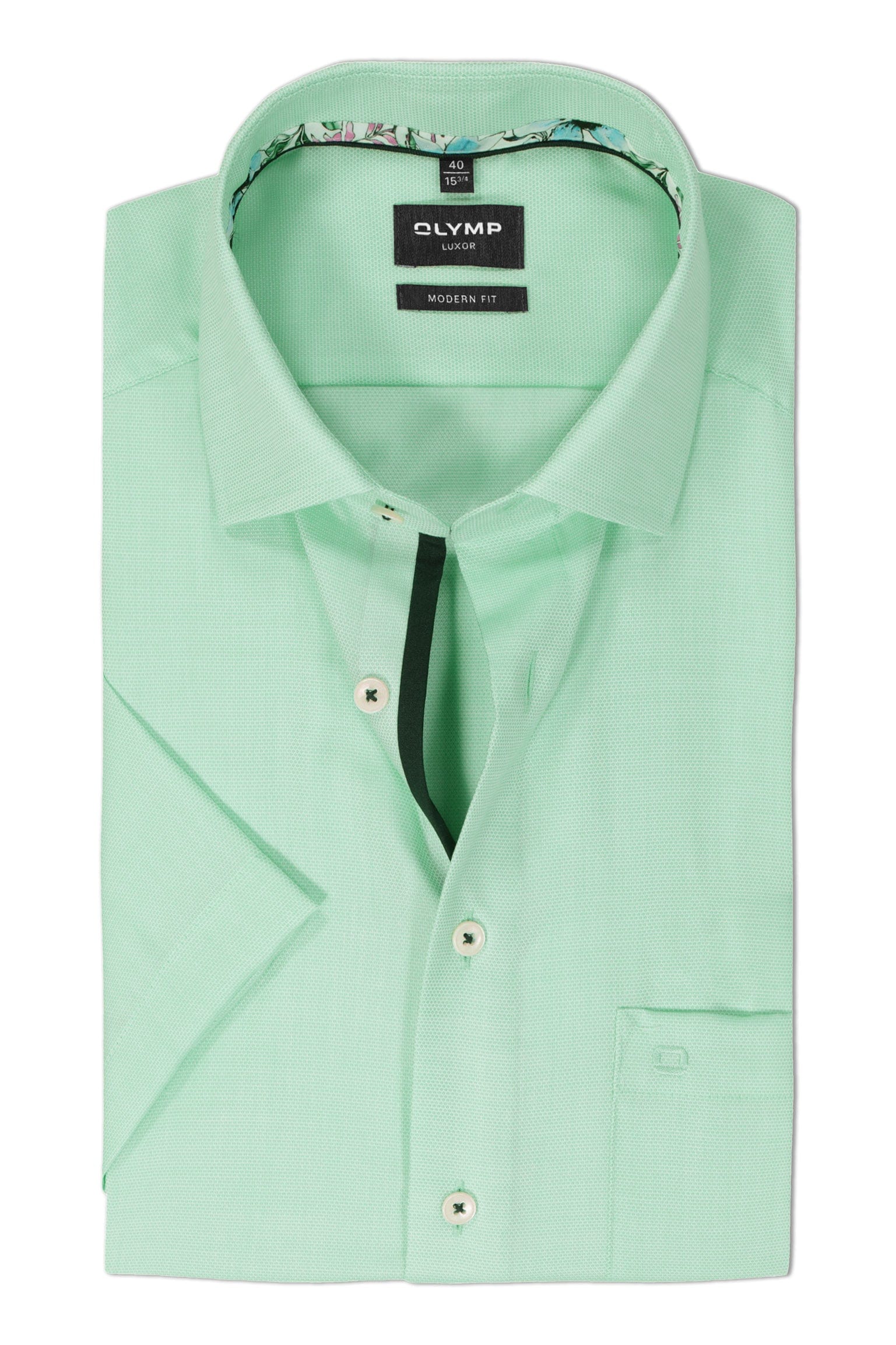 Luxor Modern Fit Plain Short Sleeve Shirt - Mint Green