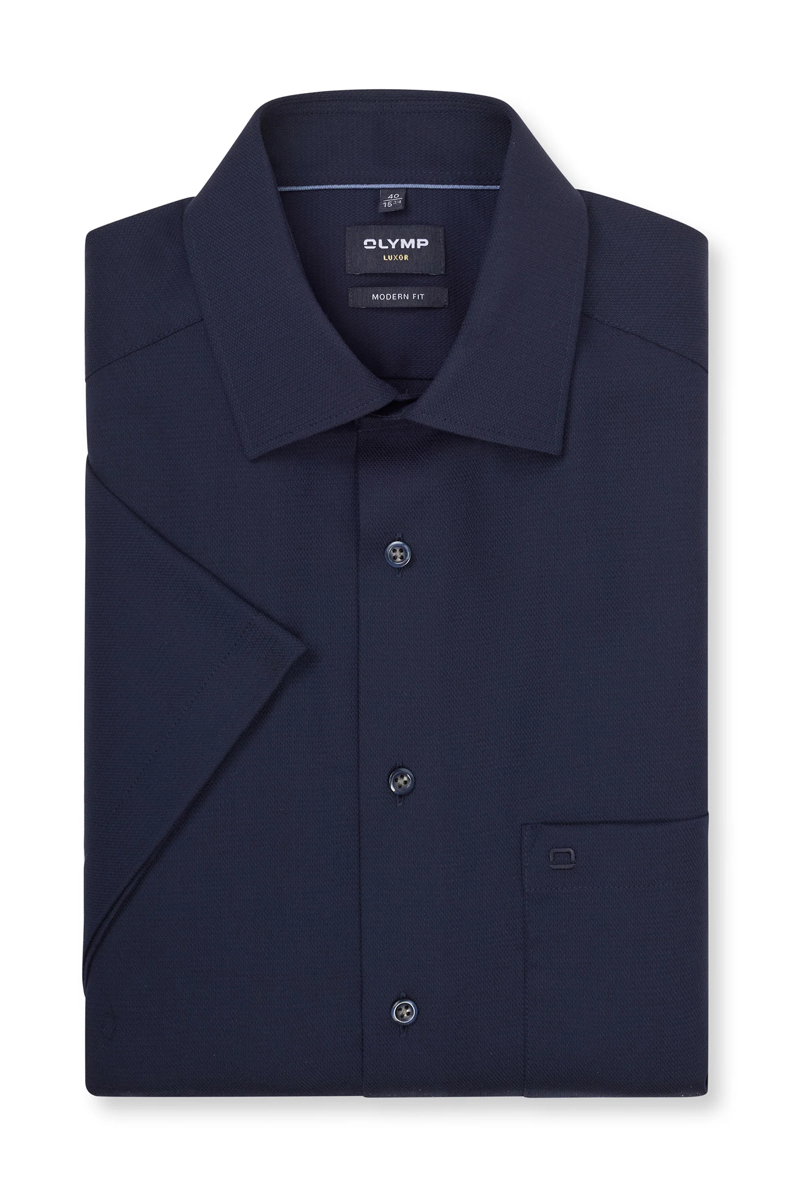 Luxor Modern Fit Plain Short Sleeve Shirt - Navy