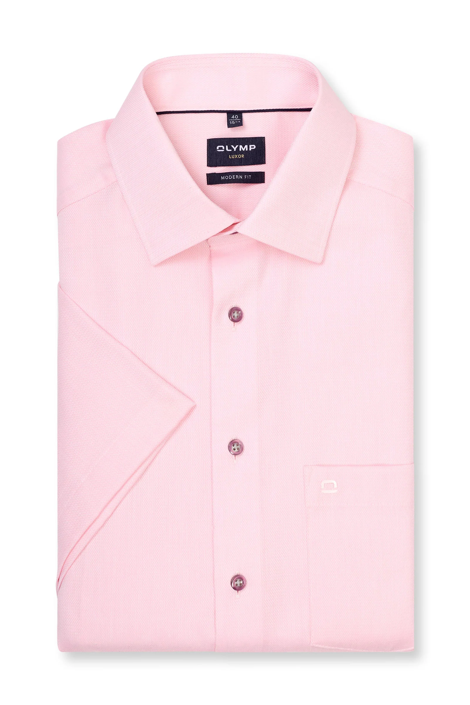 Luxor Modern Fit Plain Short Sleeve Shirt - Pink