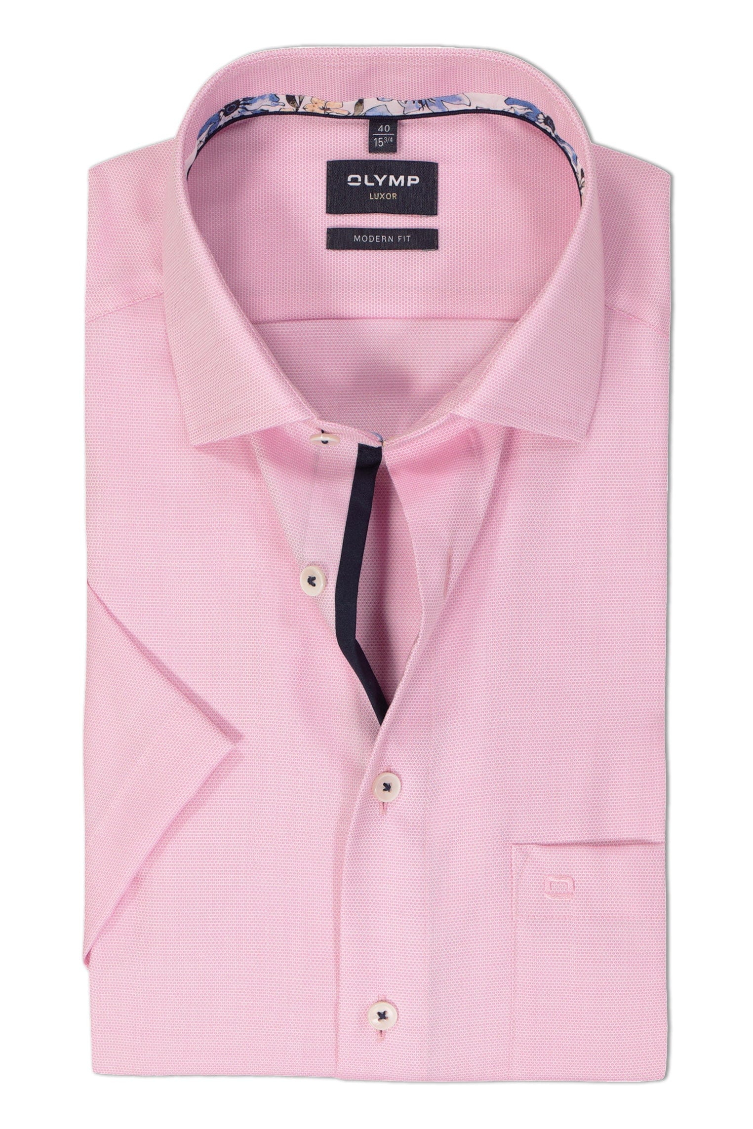Luxor Modern Fit Plain Short Sleeve Shirt - Pink