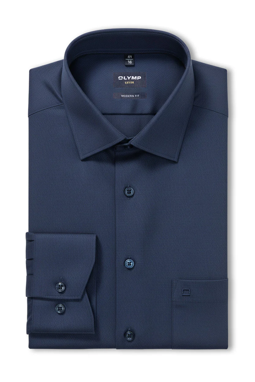 Luxor Modern Fit Royal Oxford Long Sleeve Shirt - Navy