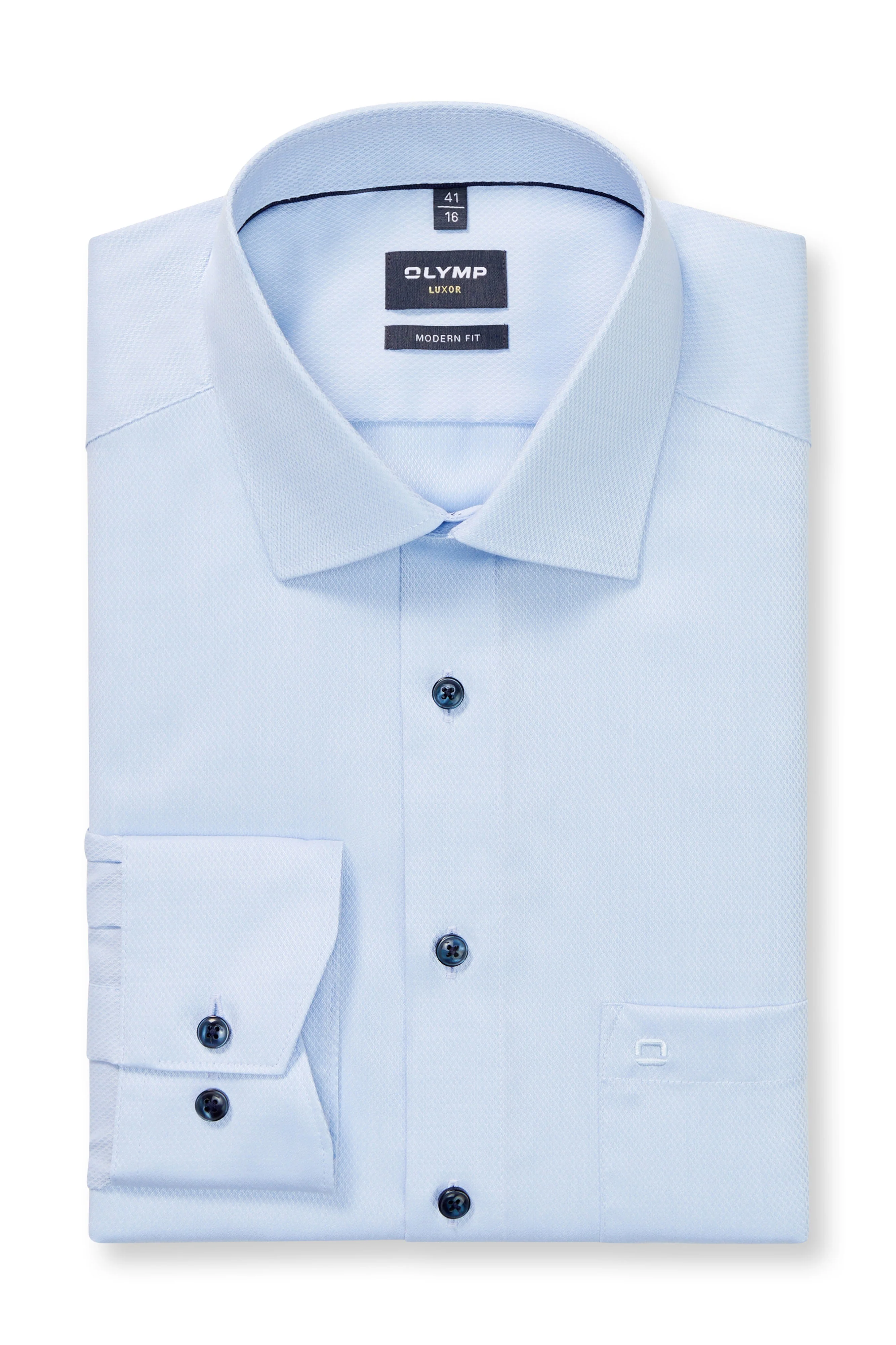 Luxor Modern Fit Royal Oxford Long Sleeve Shirt - Pale Blue