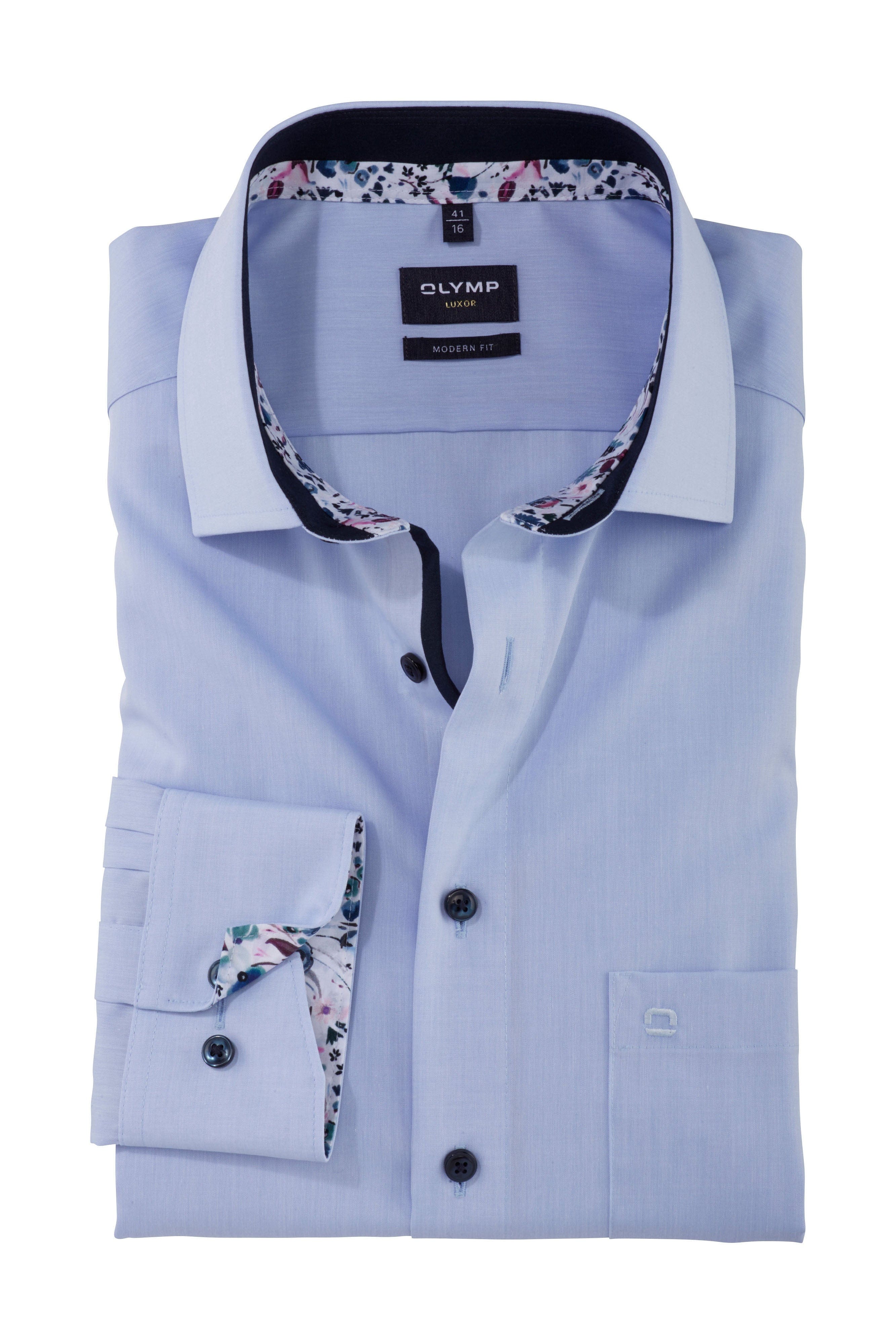 Luxor Modern Fit Shirt with Contrasting Detail - Blue