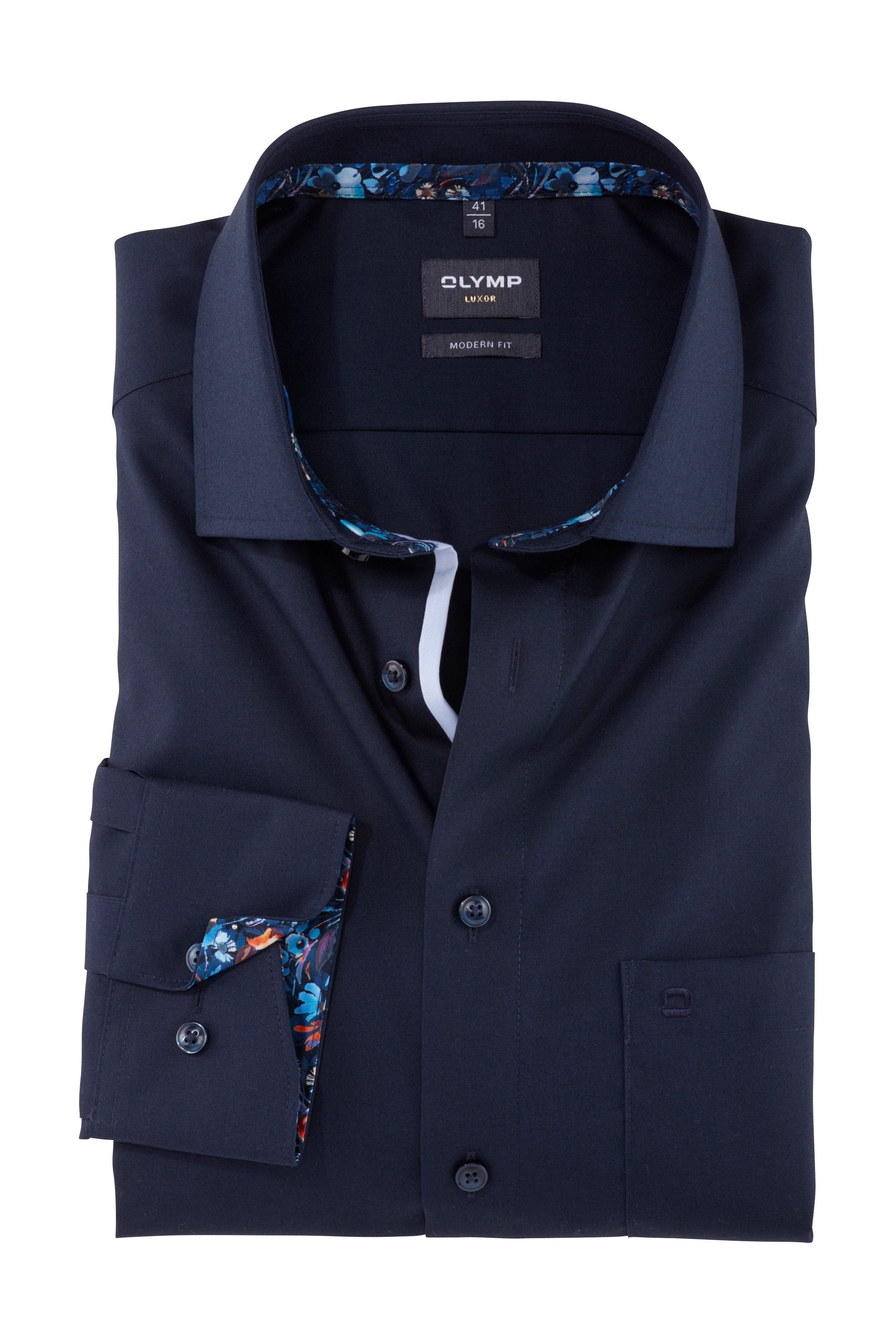 Luxor Modern Fit Shirt with Contrasting Detail - Cobalt Navy