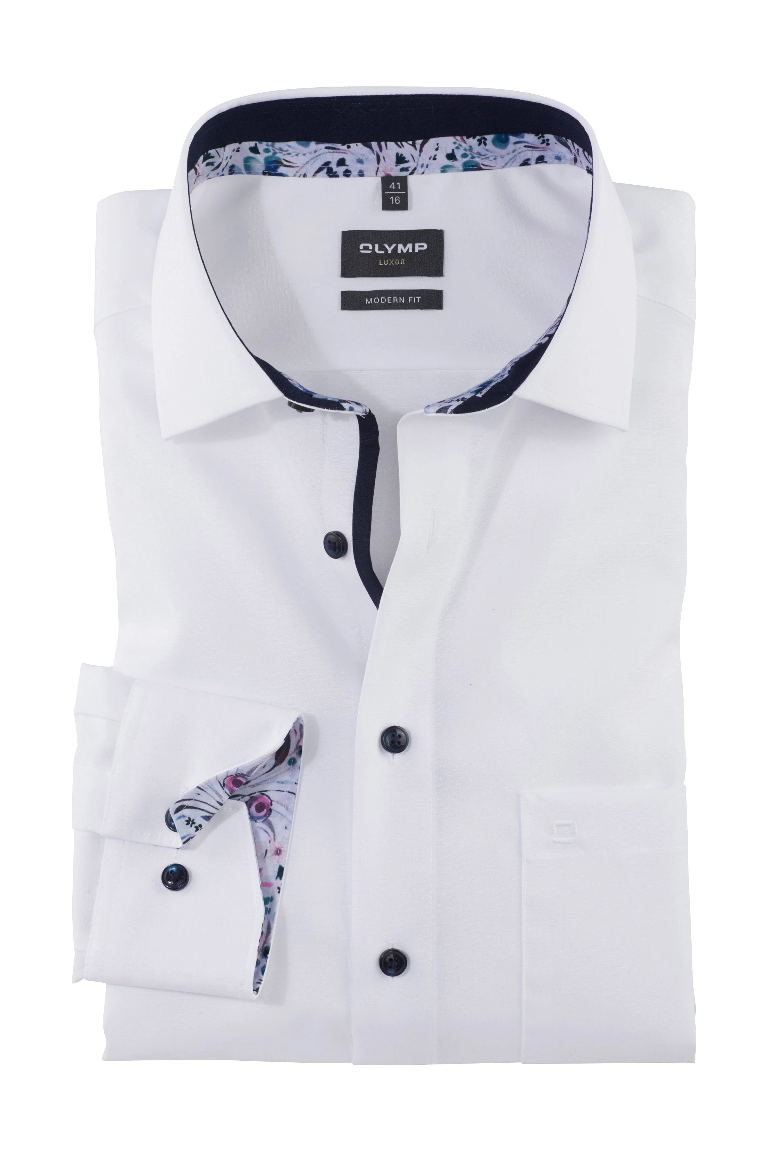Luxor Modern Fit Shirt with Contrasting Detail - White