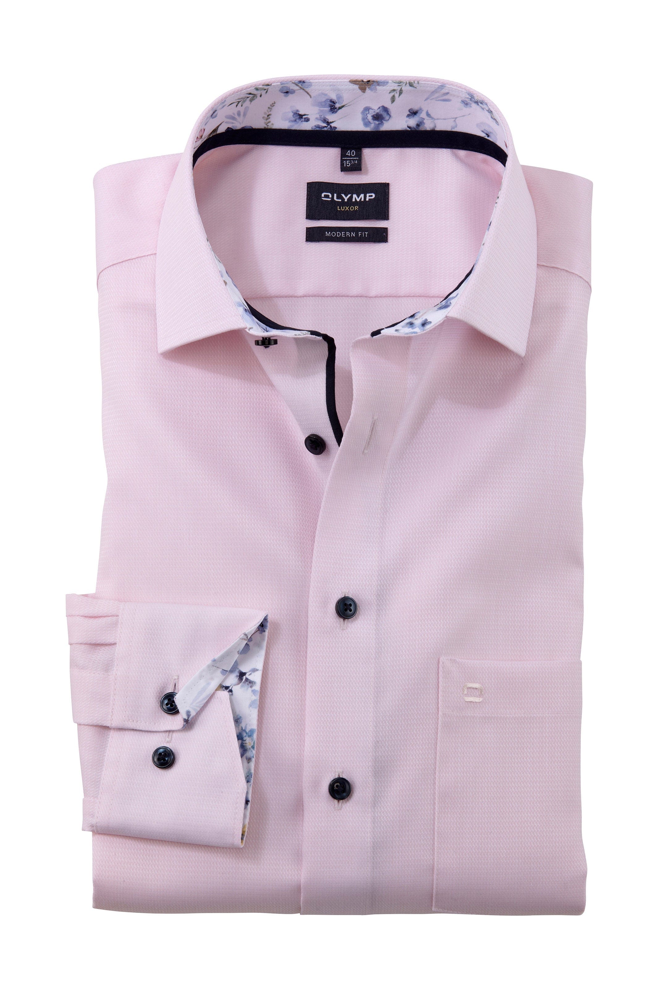 Luxor Modern Fit Shirt with Trim - Rose Pink