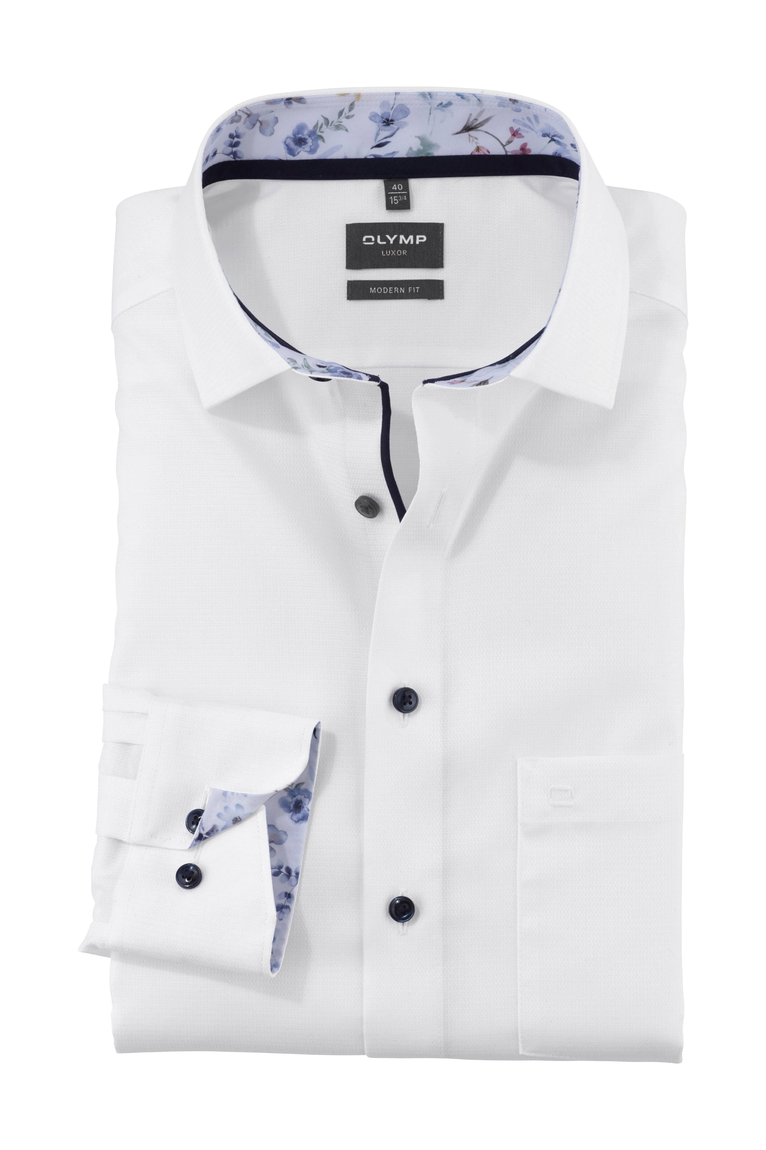 Luxor Modern Fit Shirt with Trim - White
