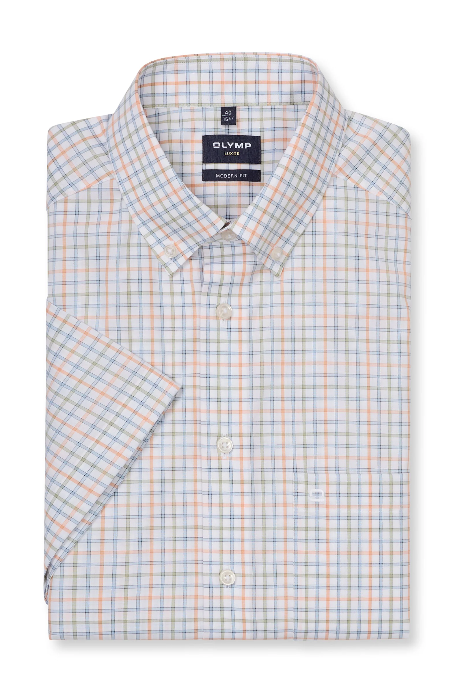 Luxor Modern Fit Short Sleeve Check Shirt - Green/Blue
