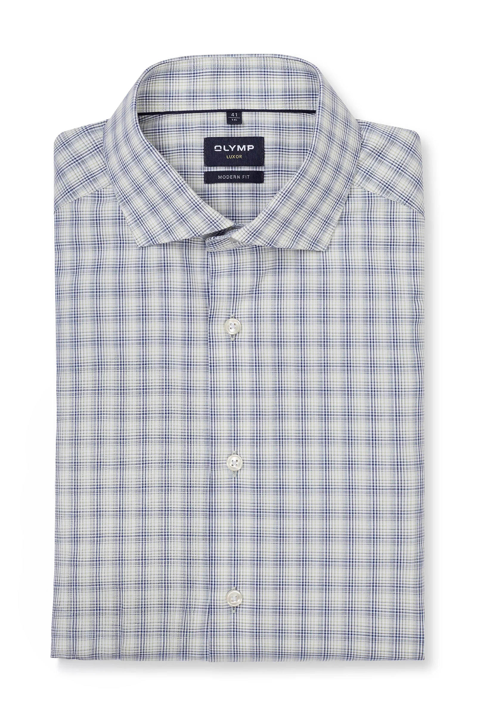 Luxor Modern Fit Short Sleeve Check Shirt - Navy/Green