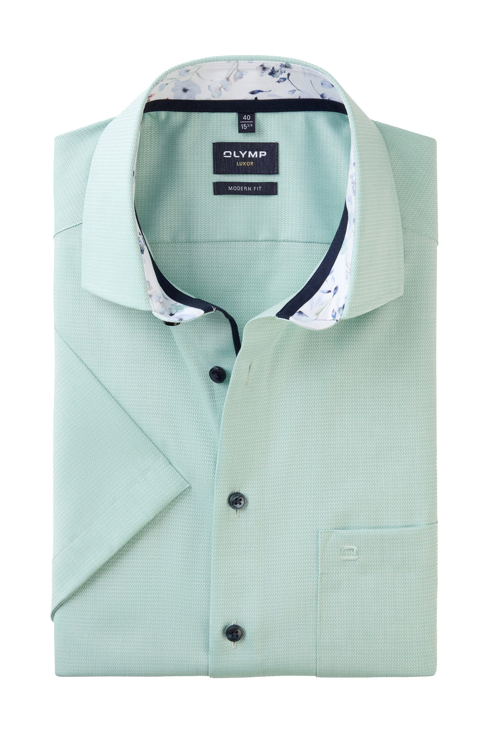 Luxor Modern Fit Short Sleeve Shirt with Trim - Green