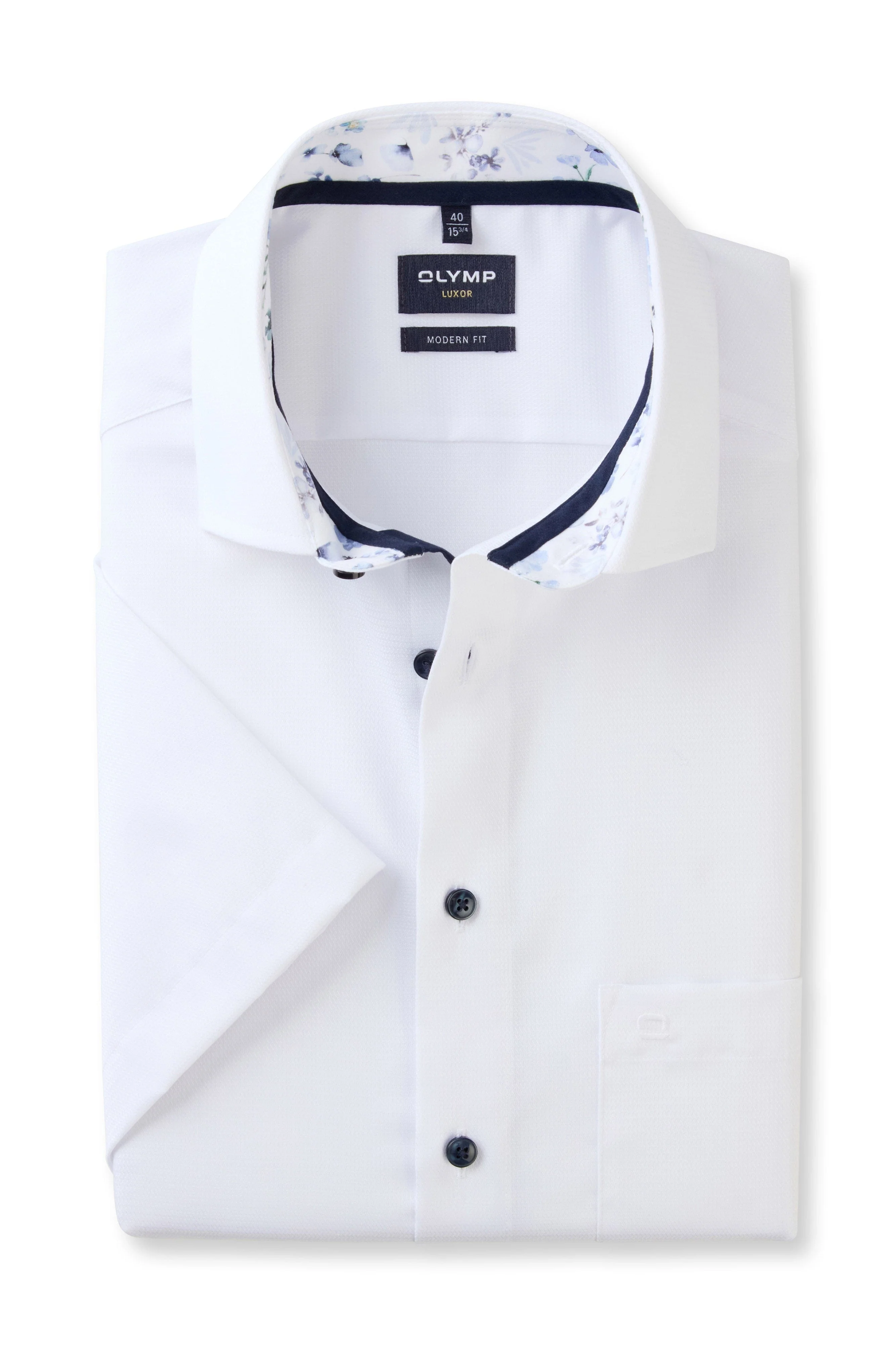 Luxor Modern Fit Short Sleeve Shirt with Trim - White