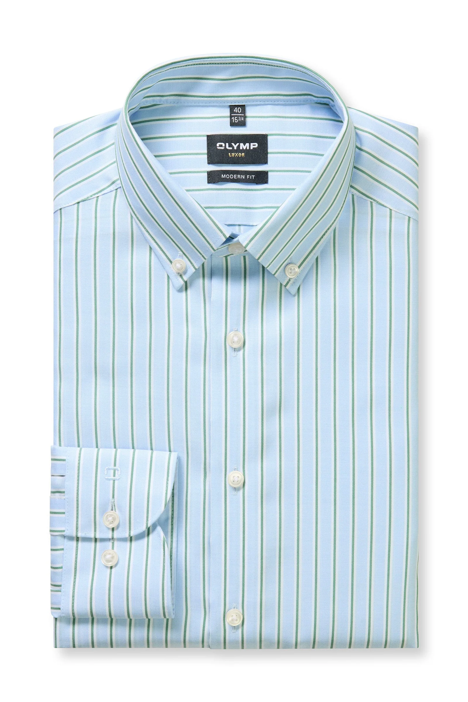 Luxor Modern Fit Stripe Oxford Shirt - Light Blue/Green