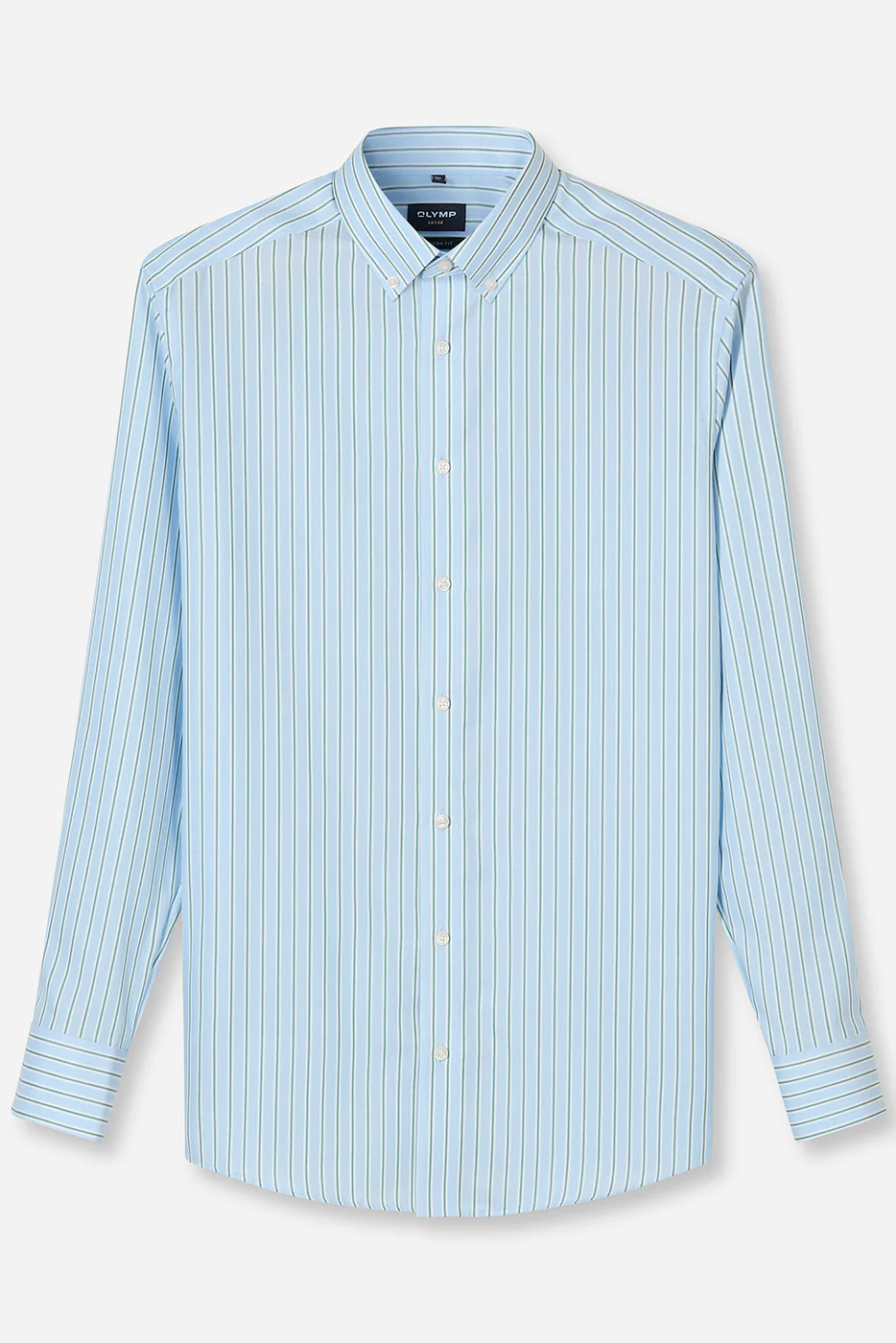 Luxor Modern Fit Stripe Oxford Shirt - Light Blue/Green - Image 2