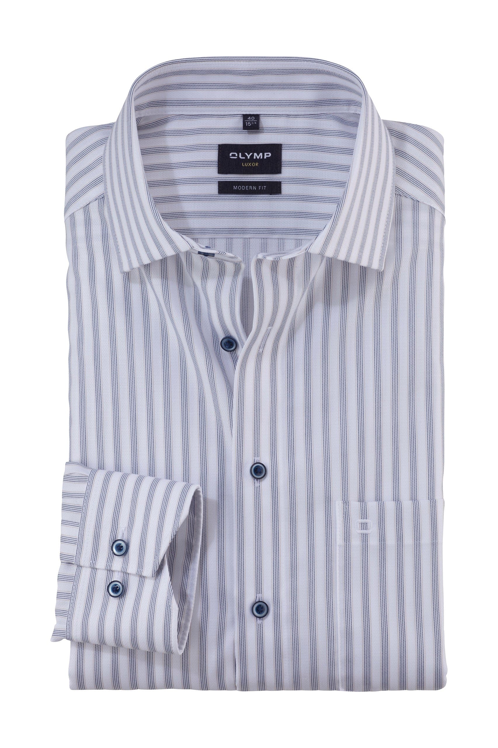 Luxor Modern Fit Stripe Shirt - White/Marine