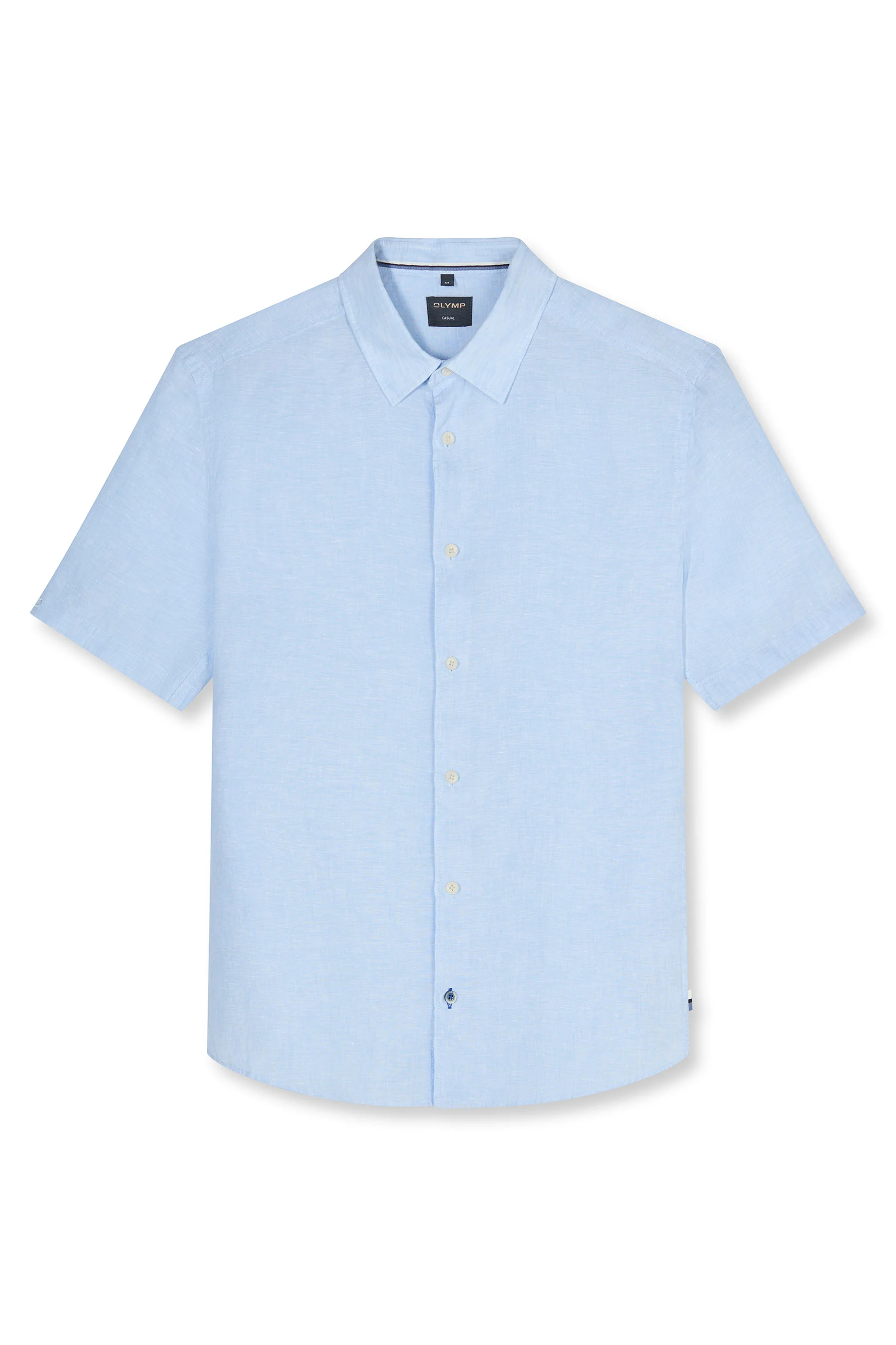 Regular Fit Pure Linen Short Sleeve Shirt - Light Blue