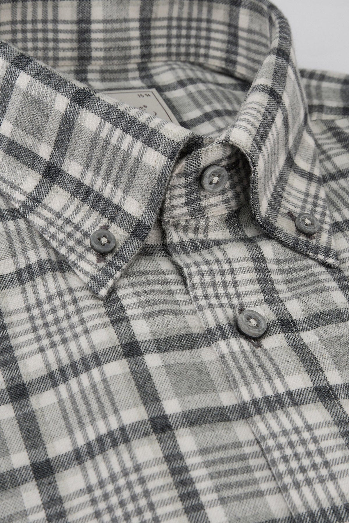 Flannel Cotton/Wool Shirt - Silver Grey Check - Image 4