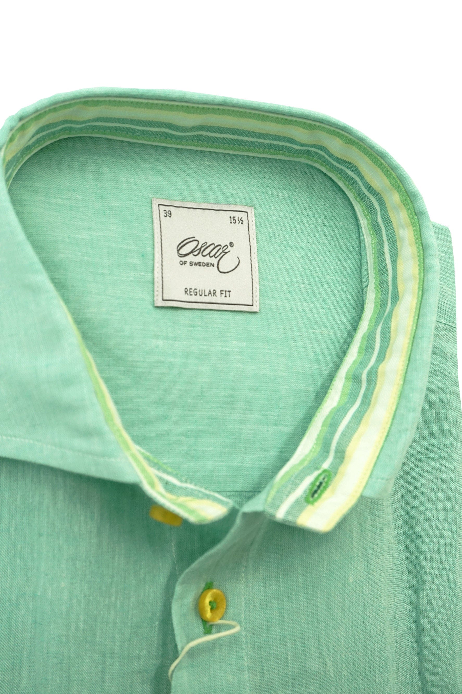 Plain Linen Blend Regular Fit Shirt - Soft Turquoise - Image 3
