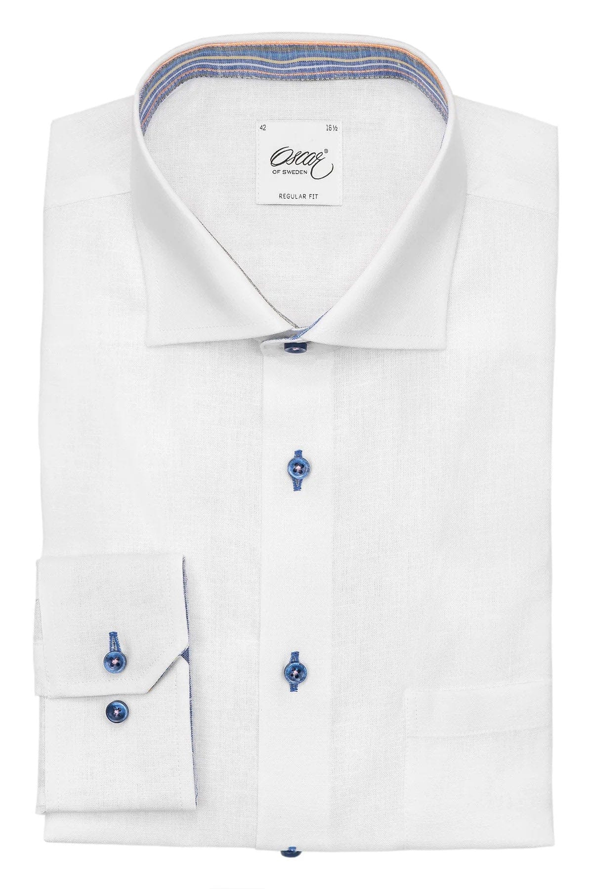 Plain Linen Blend Regular Fit Shirt - White