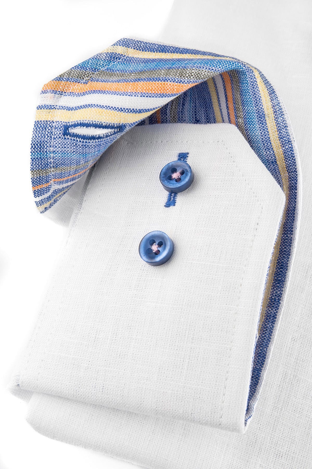 Plain Linen Blend Regular Fit Shirt - White - Image 4