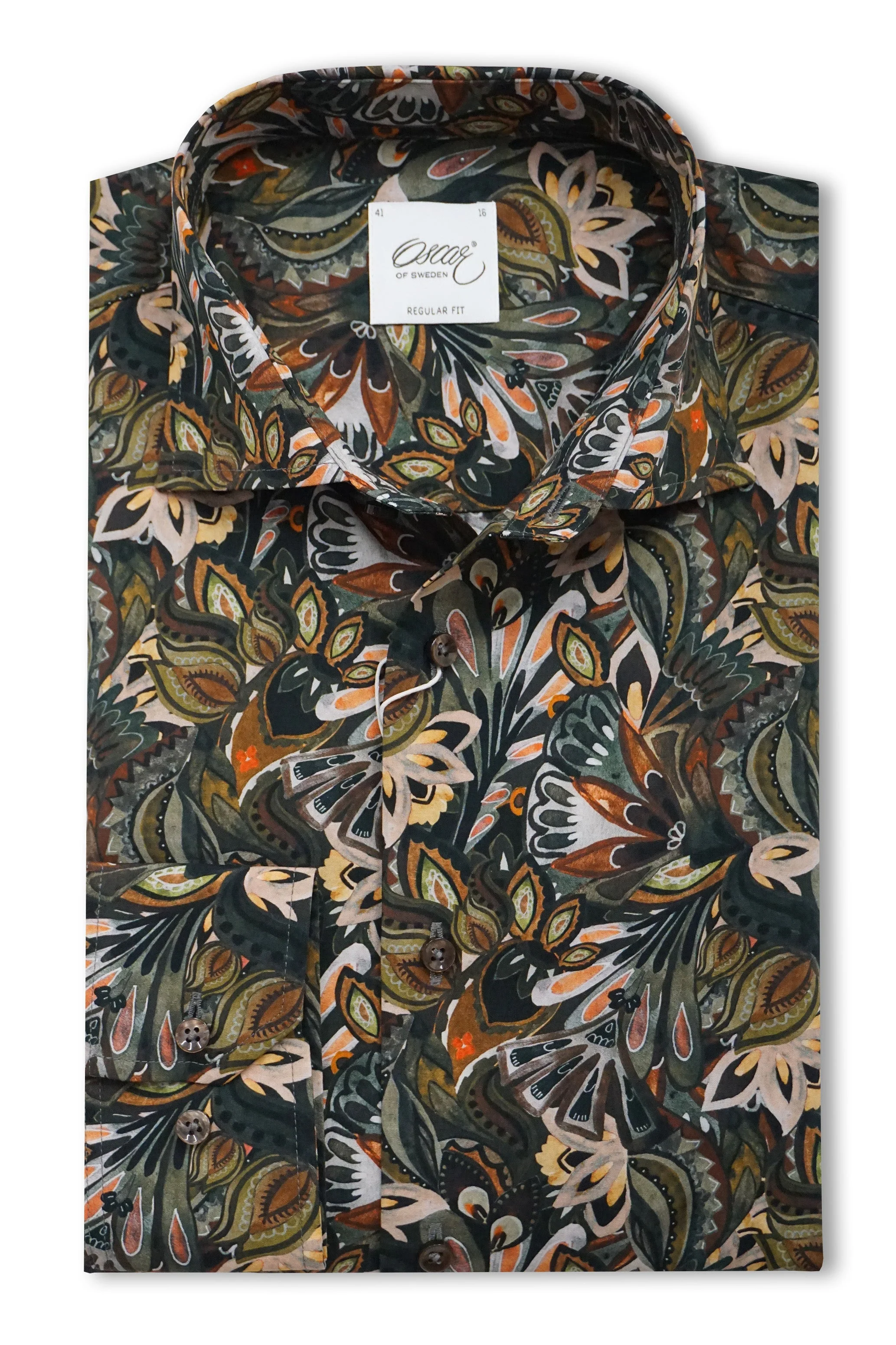 Pure Cotton Abstract Print Shirt - Dark Brown