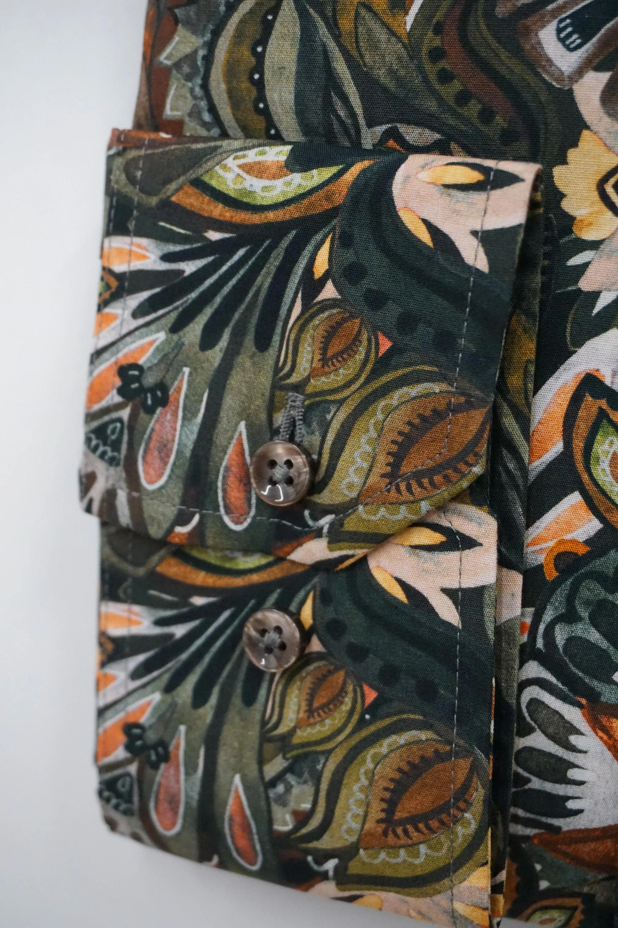Pure Cotton Abstract Print Shirt - Dark Brown - Image 3