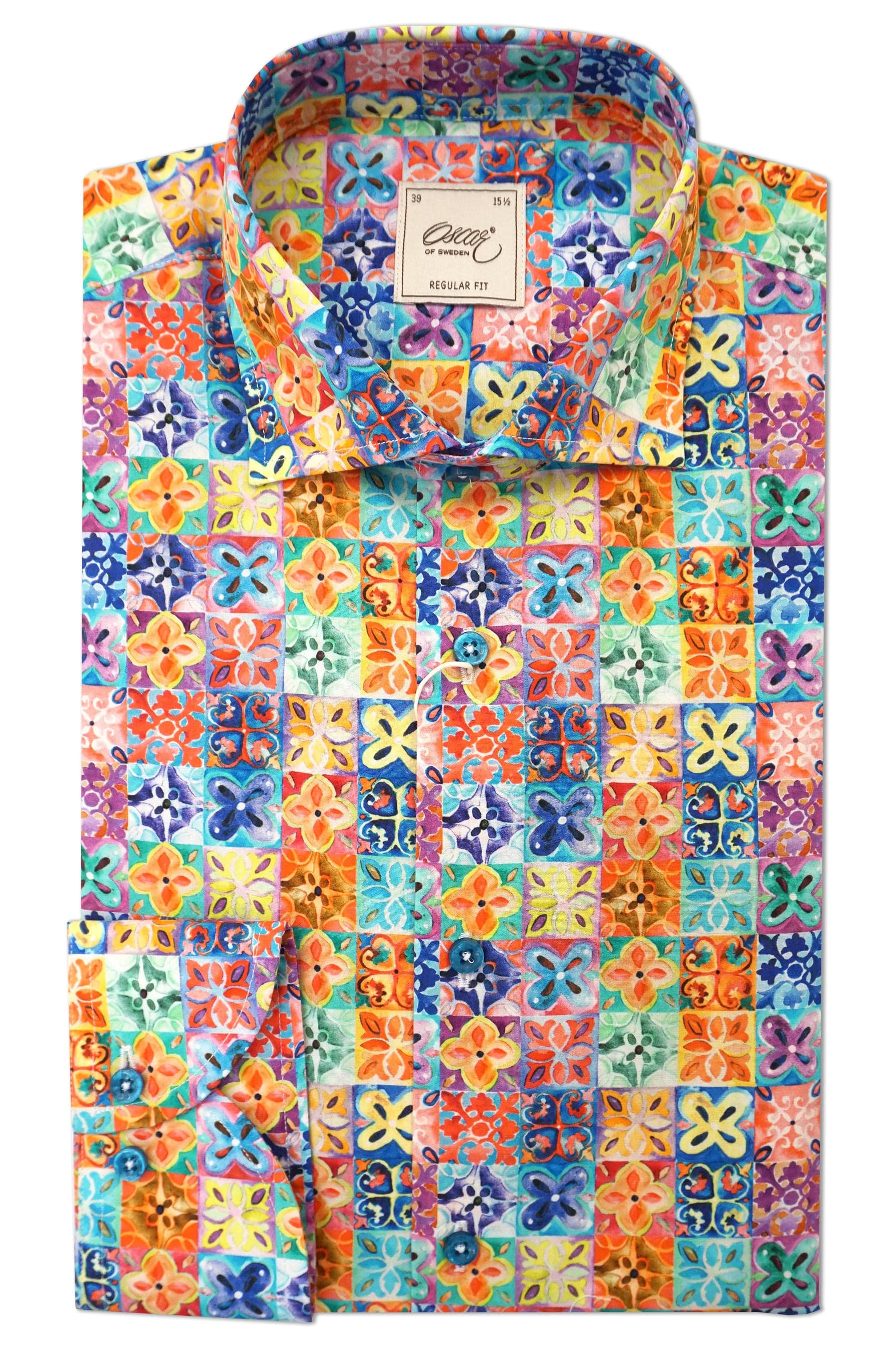 Pure Cotton Bright Tile Print Shirt - Multi