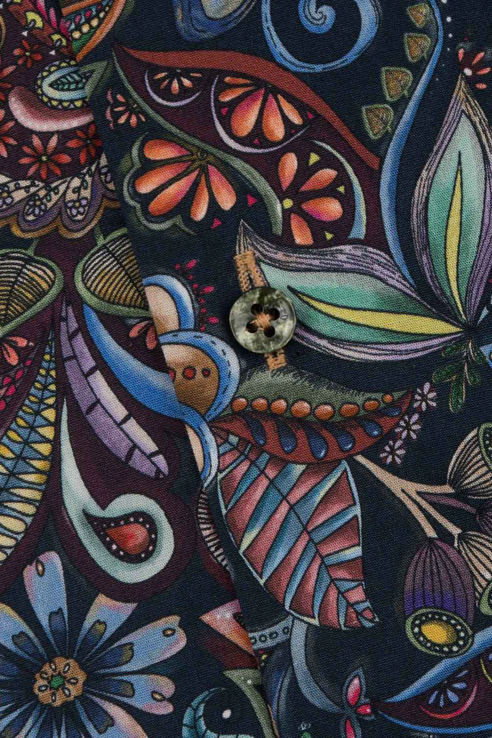 Pure Cotton Floral Shirt - Dark Indigo - Image 4