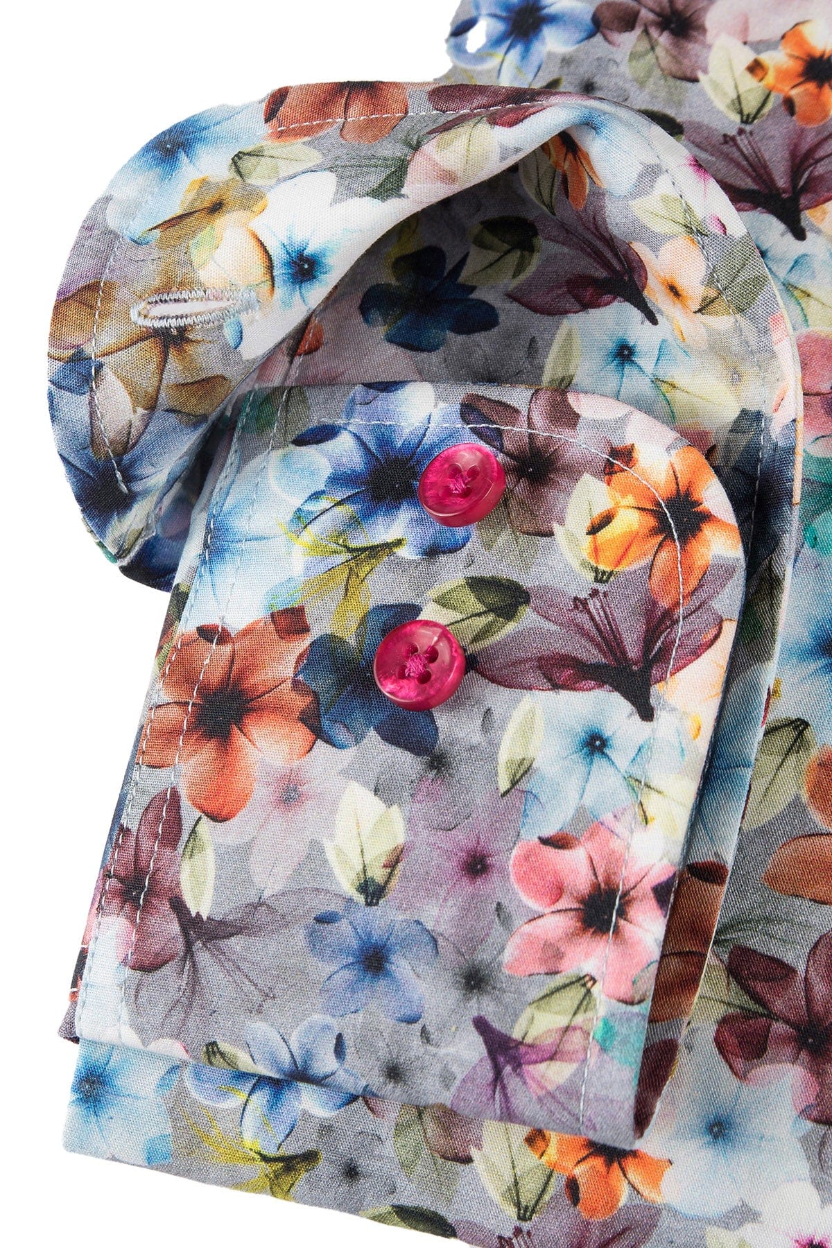 Pure Cotton Floral Shirt - Riviera Blue Print - Image 2
