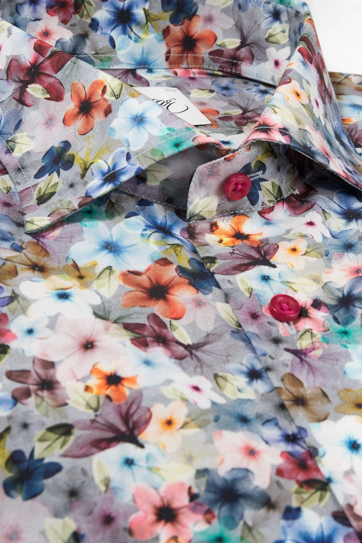 Pure Cotton Floral Shirt - Riviera Blue Print - Image 3