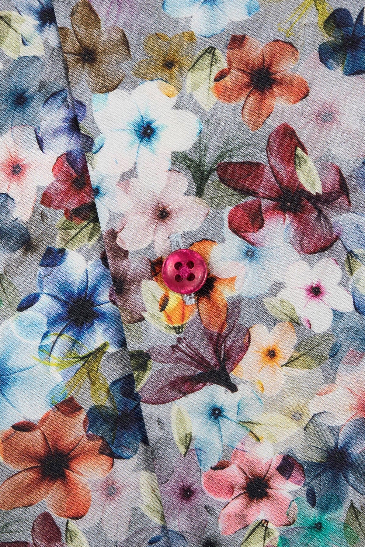 Pure Cotton Floral Shirt - Riviera Blue Print - Image 4