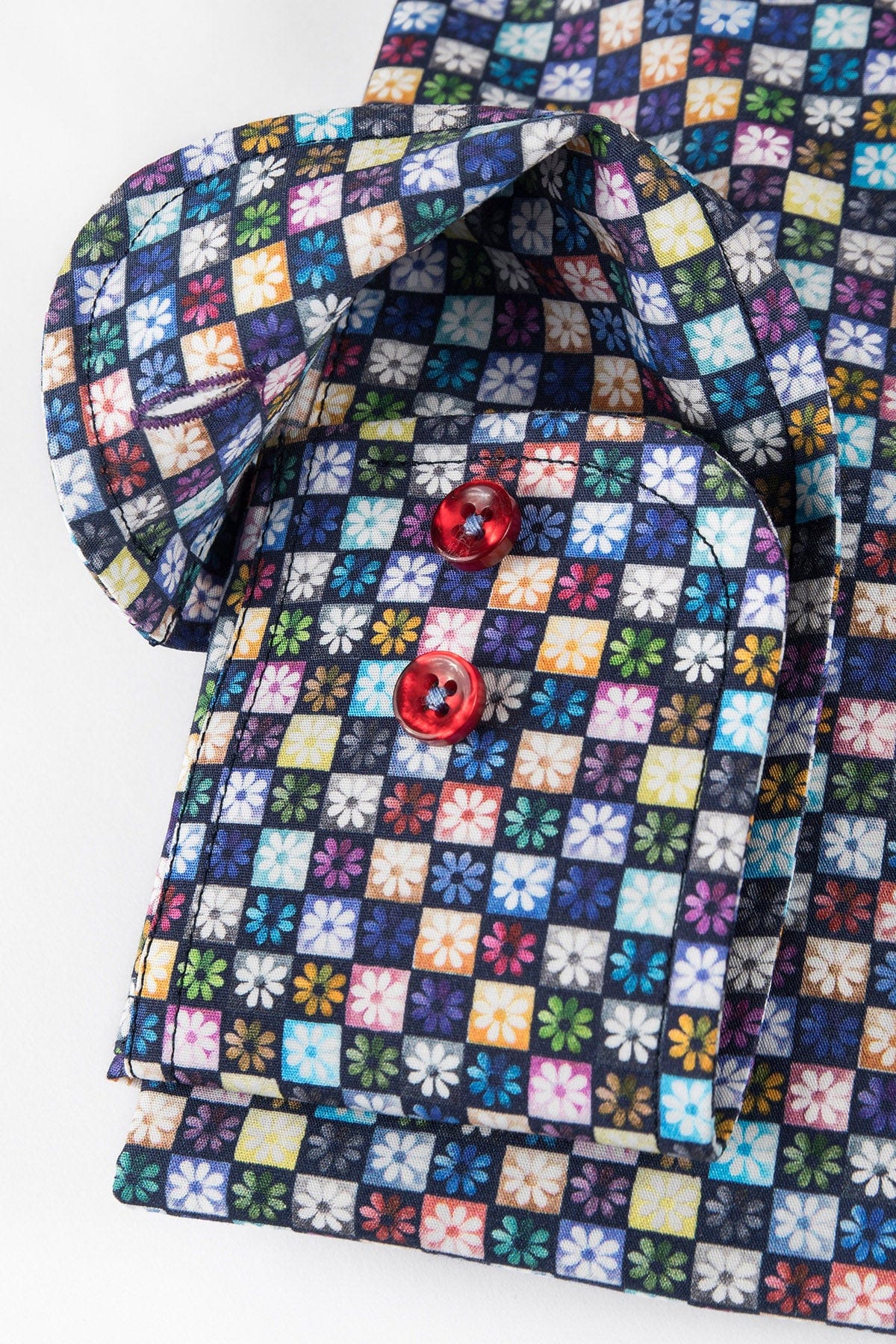 Pure Cotton Flower Tile Print Shirt - Multi Print - Image 4