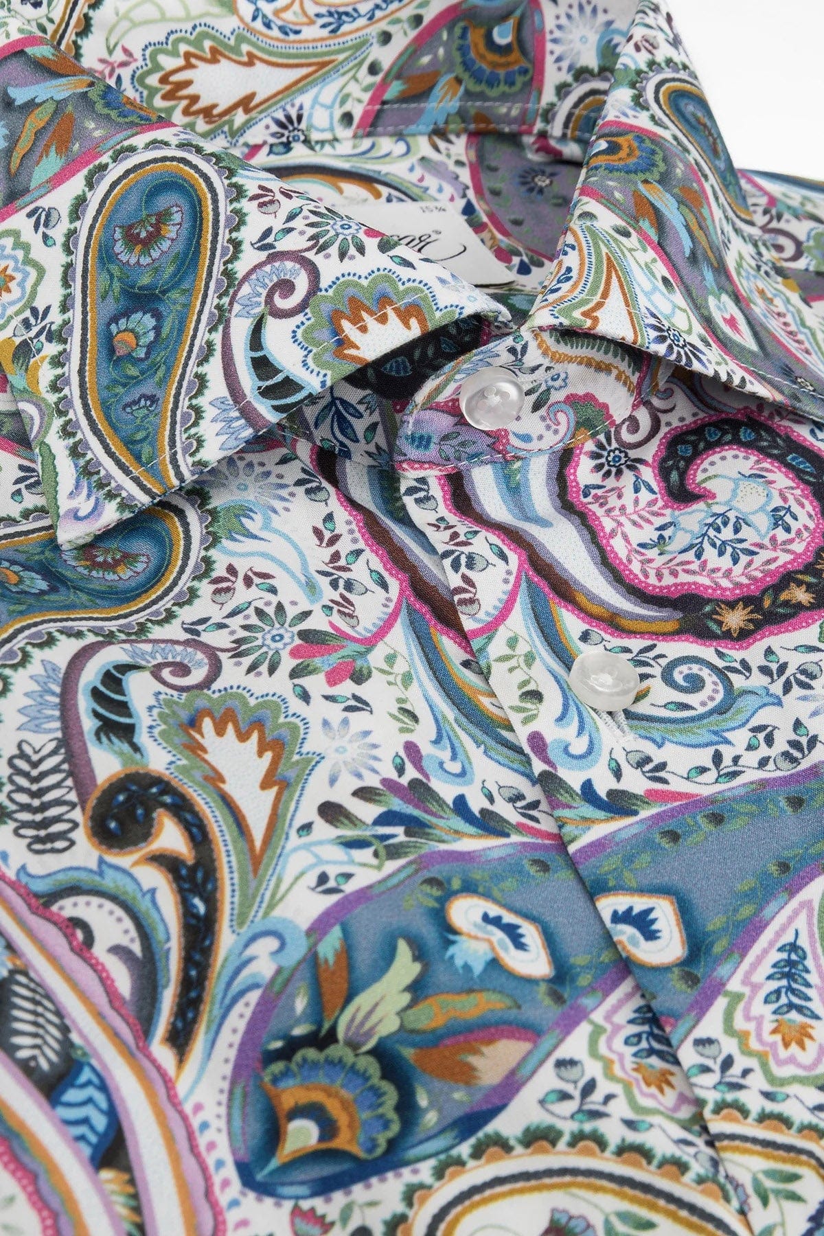 Pure Cotton Large Paisley Print Shirt - White Print - Image 2