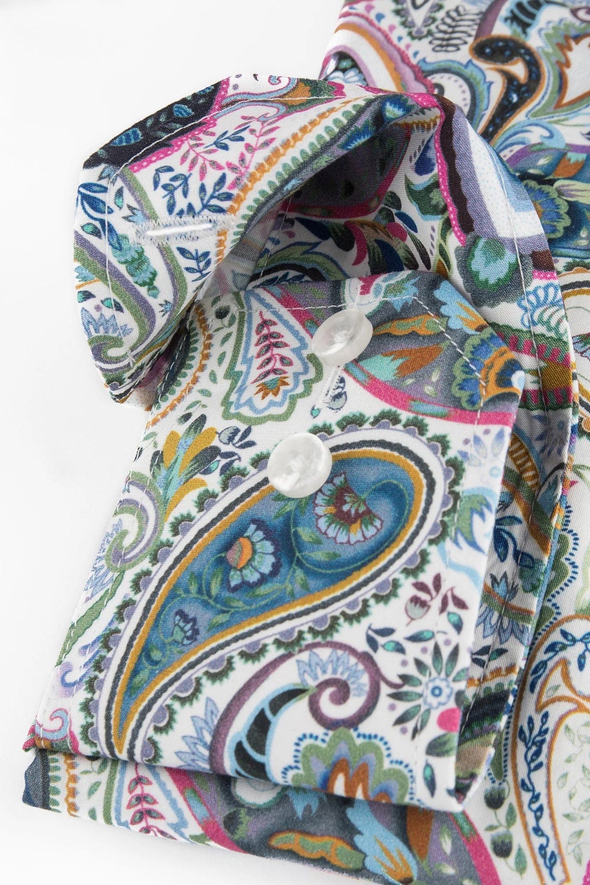 Pure Cotton Large Paisley Print Shirt - White Print - Image 3