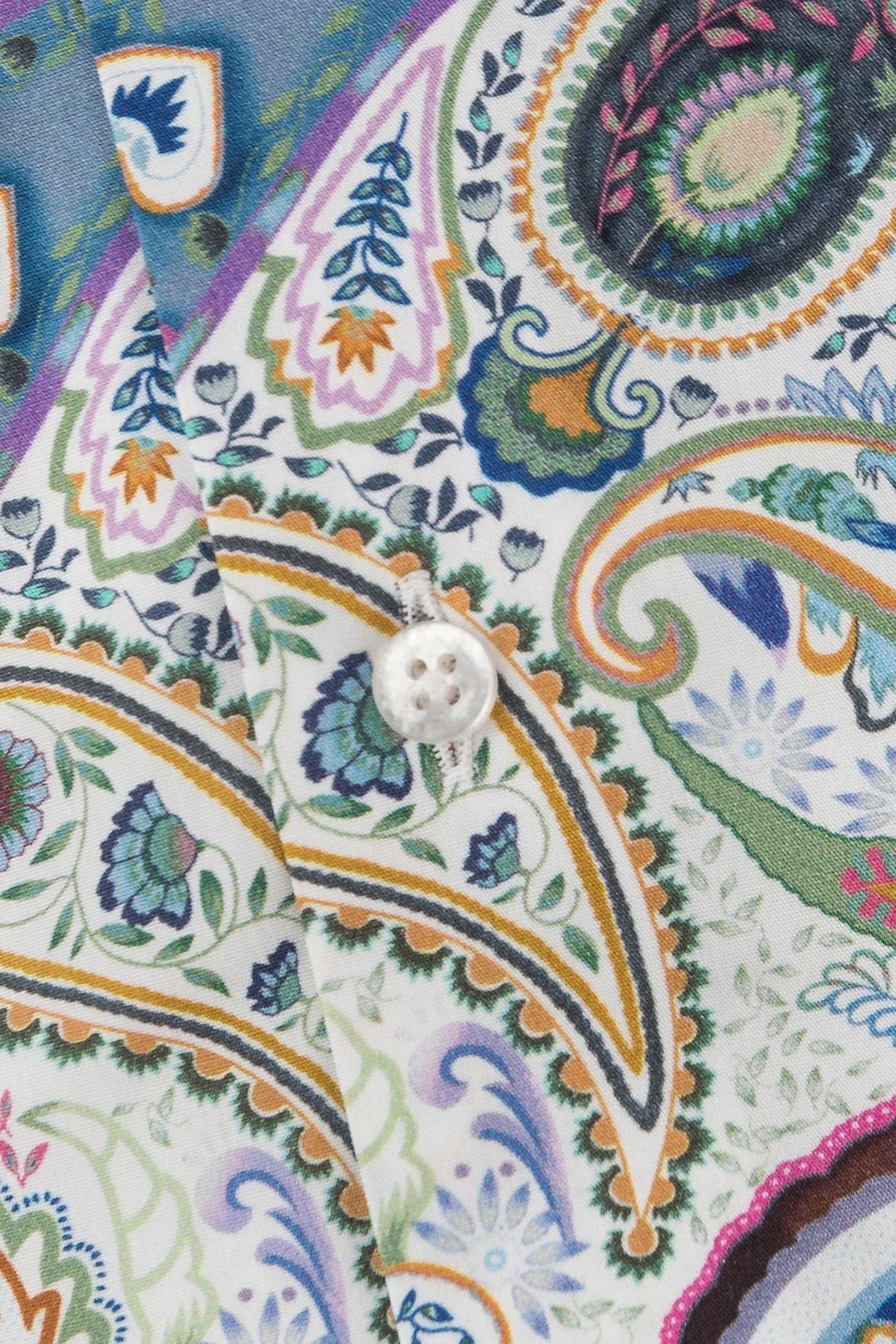 Pure Cotton Large Paisley Print Shirt - White Print - Image 4
