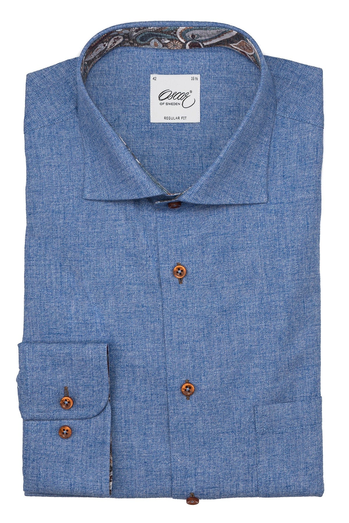 Pure Cotton Melange Shirt - Riviera Blue Plain